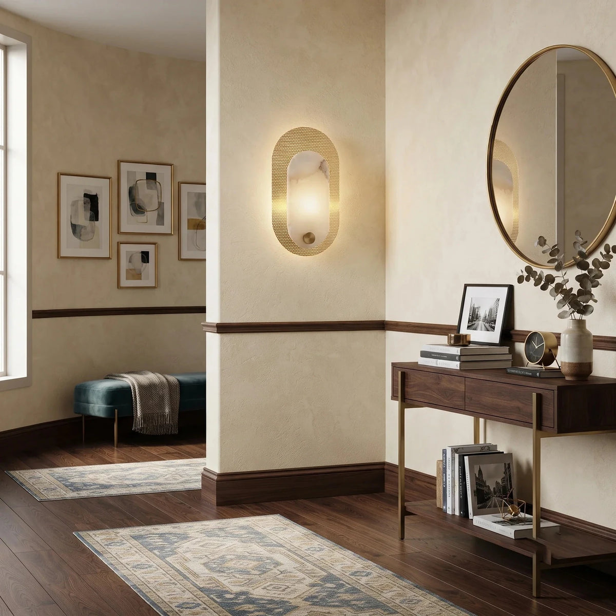 Perforated Halo Wall Sconce in brass for Hallway light fixture by AUVIELIGHT