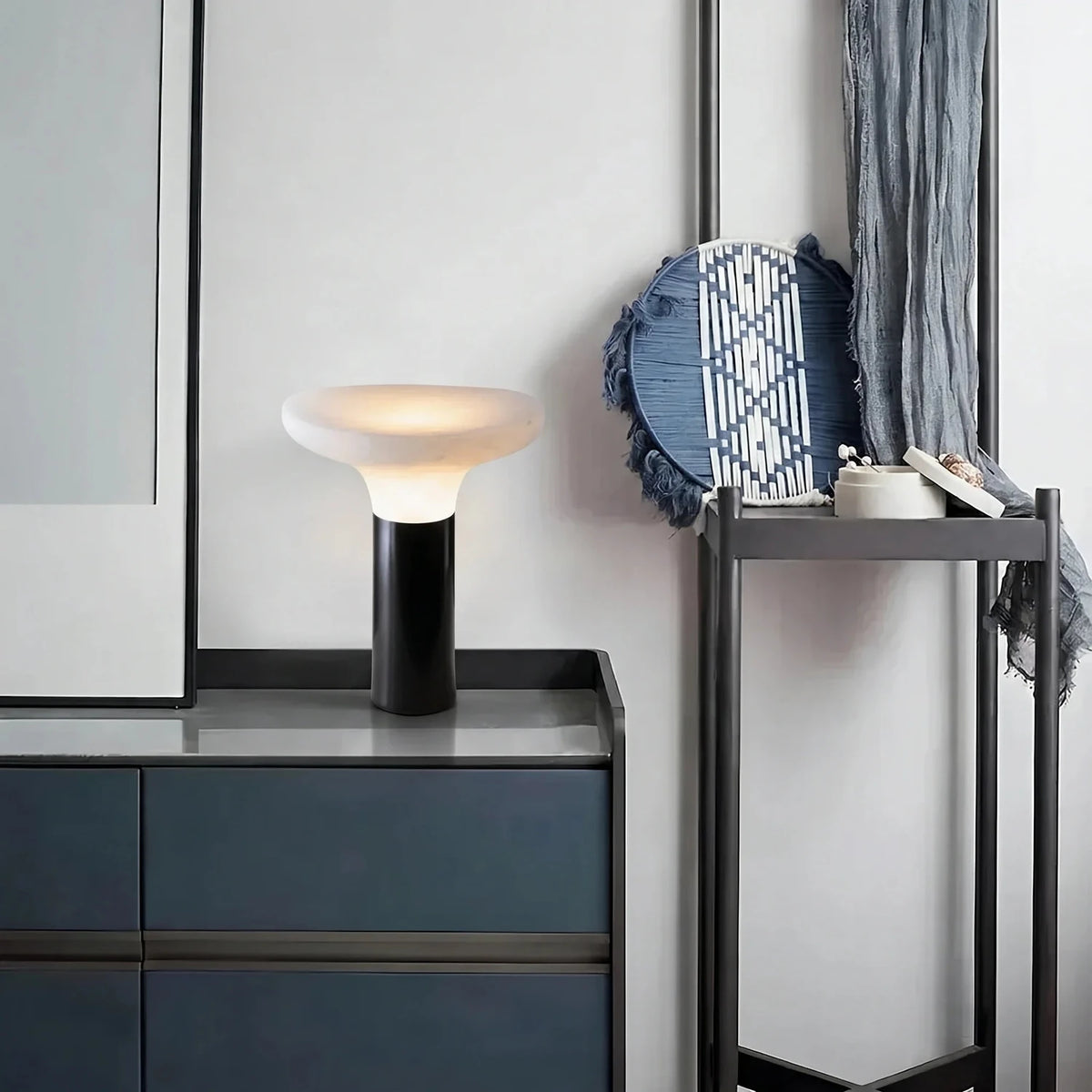 Pillar Bedside Lamp in black alabaster for Bedroom light fixture by AUVIELIGHT