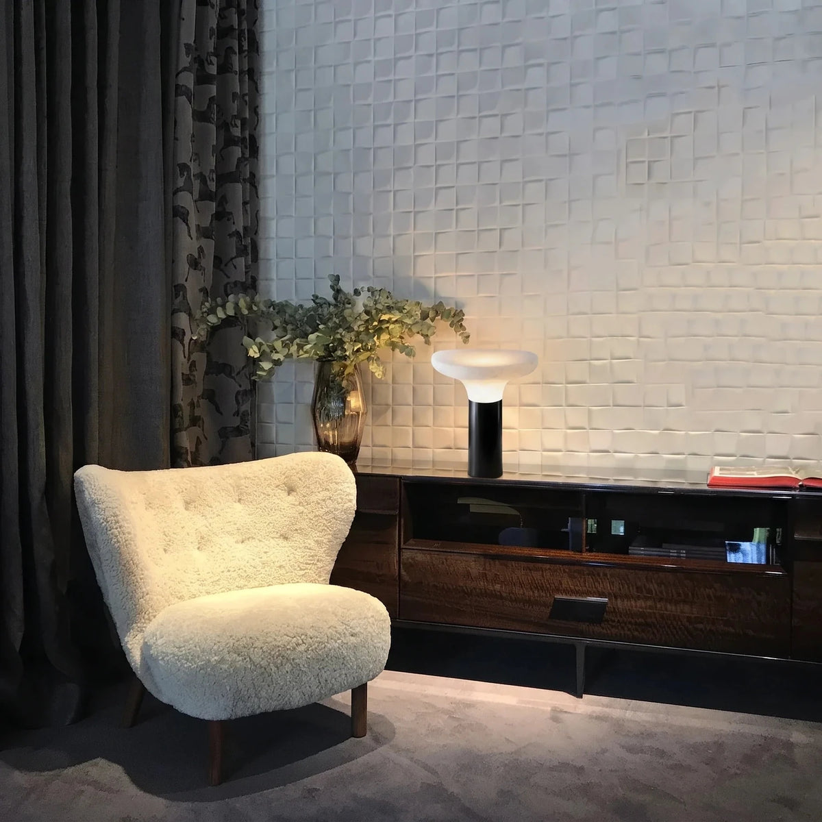 Pillar Bedside Lamp in black alabaster for Bedroom light fixture by AUVIELIGHT