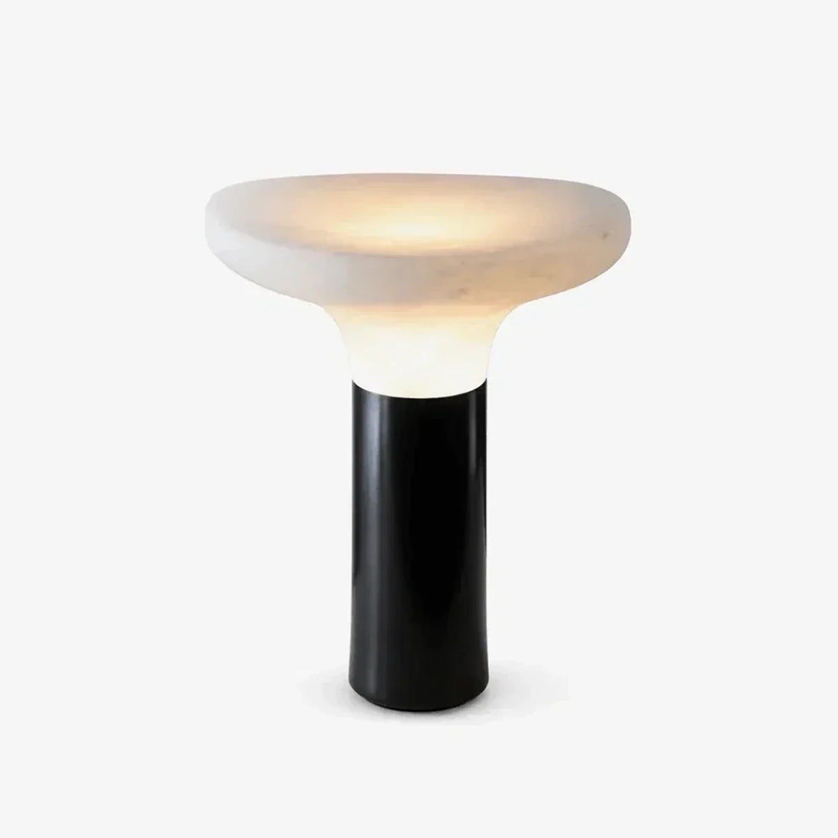 Pillar Bedside Lamp in black alabaster for Bedroom light fixture by AUVIELIGHT, ∅ 12″ x H 12.6″ / White + Black / AU plug and 3 other sizes