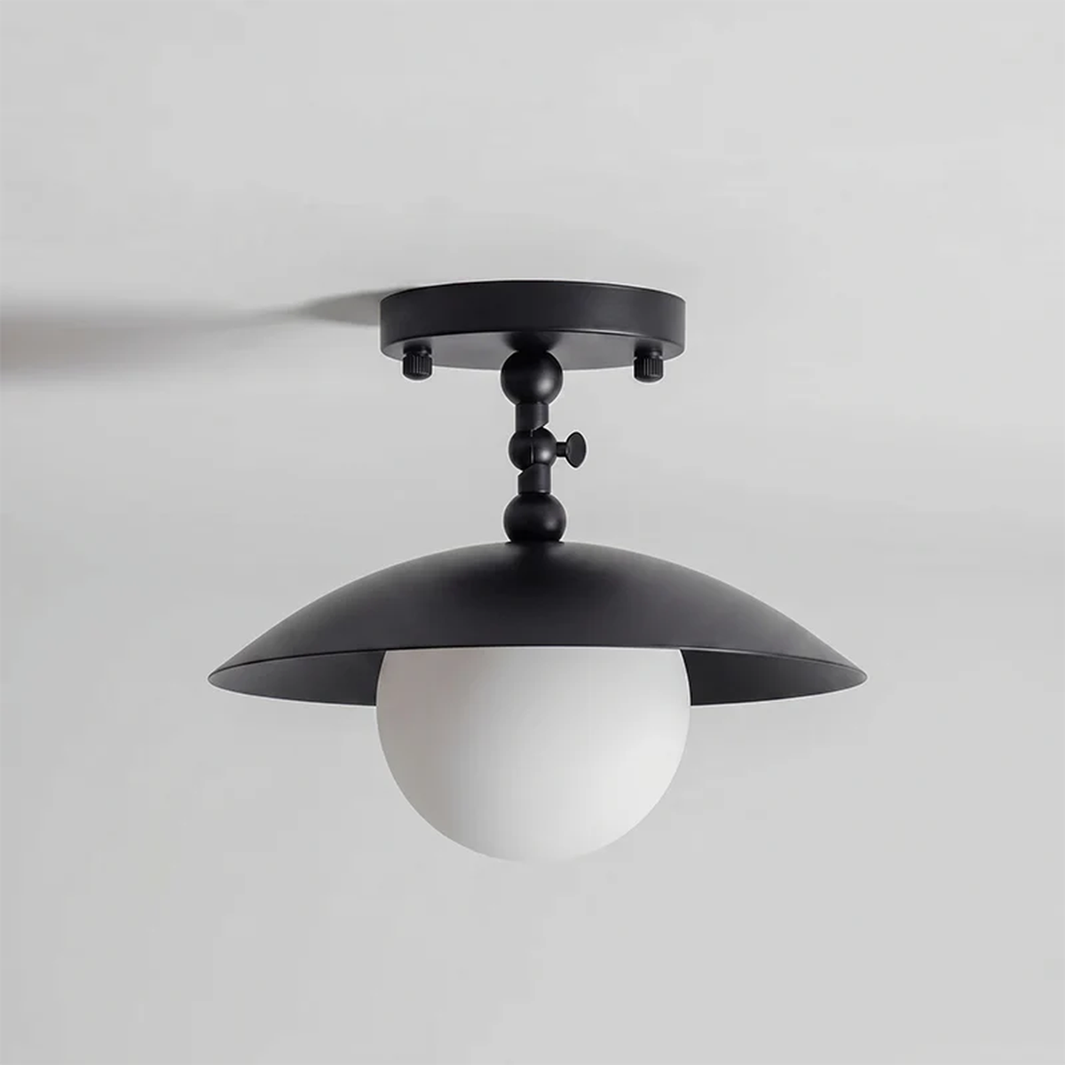 Pivot Saucer Ceiling Light in brass for Living Room by AUVIELIGHT, D 25.5cm x H 23cm / ∅ 10″ x H 9.1″ / Black / Glass Lampshade