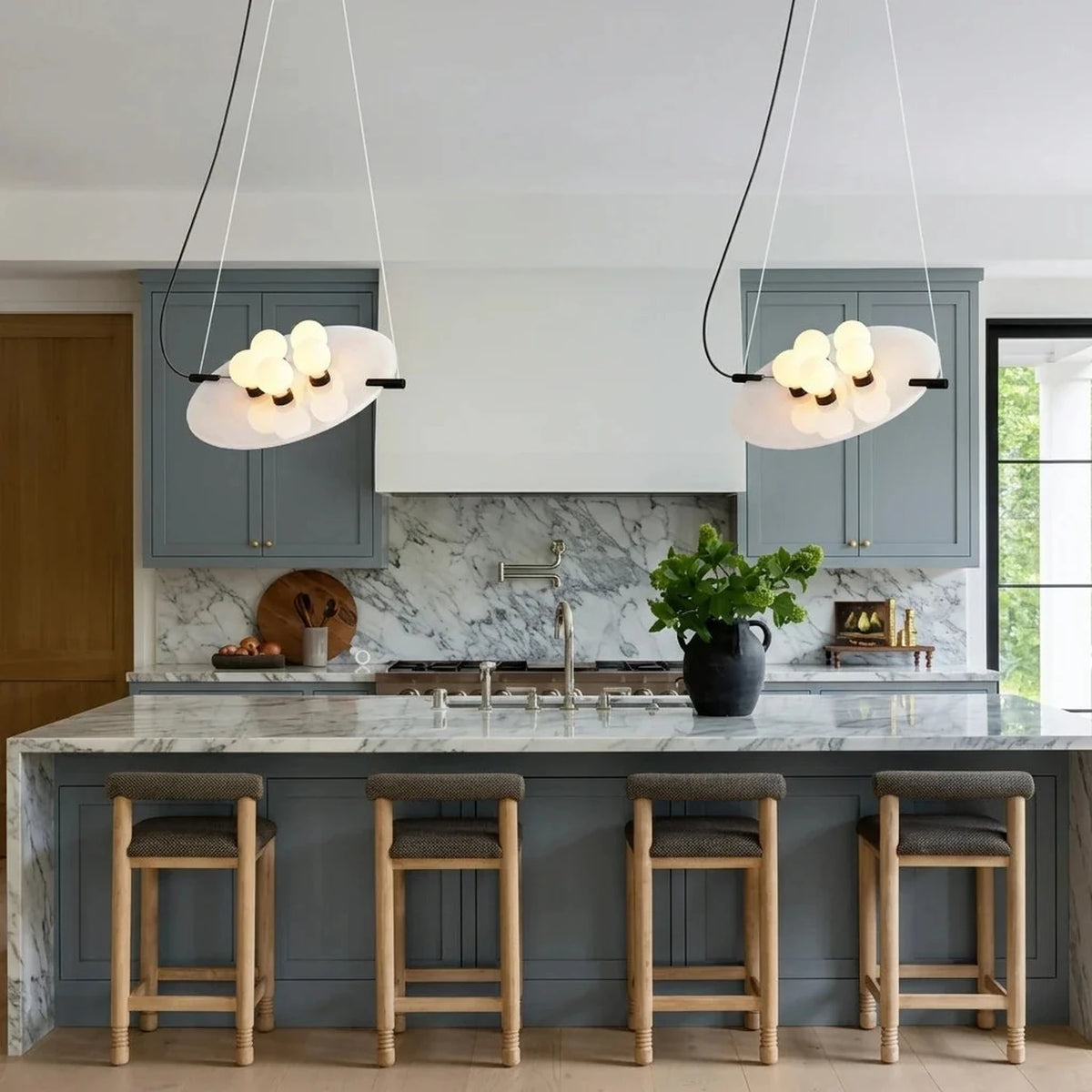 Plate Suspended Pendant Light in alabaster for Kitchen Island by AUVIELIGHT