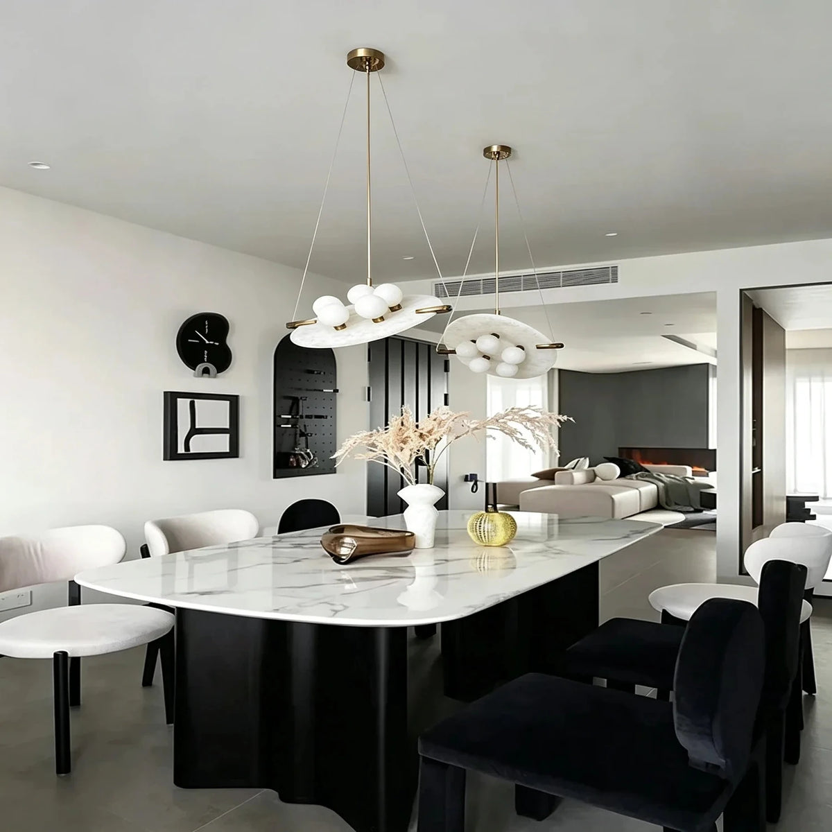 Plate Suspended Pendant Light in alabaster for Kitchen Island by AUVIELIGHT