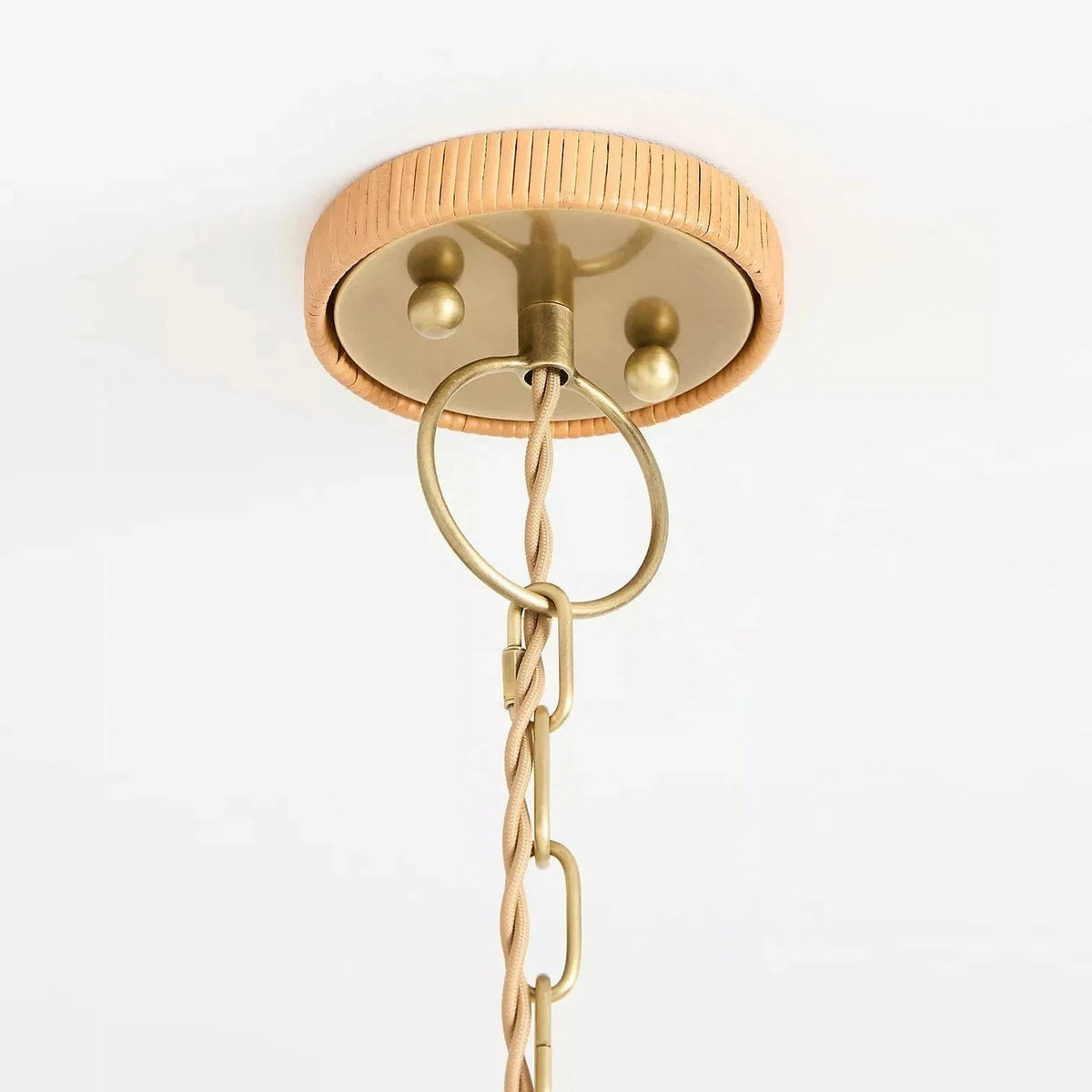 Pleated Chandelier in natural rattan for Dining Room light fixture by AUVIELIGHT
