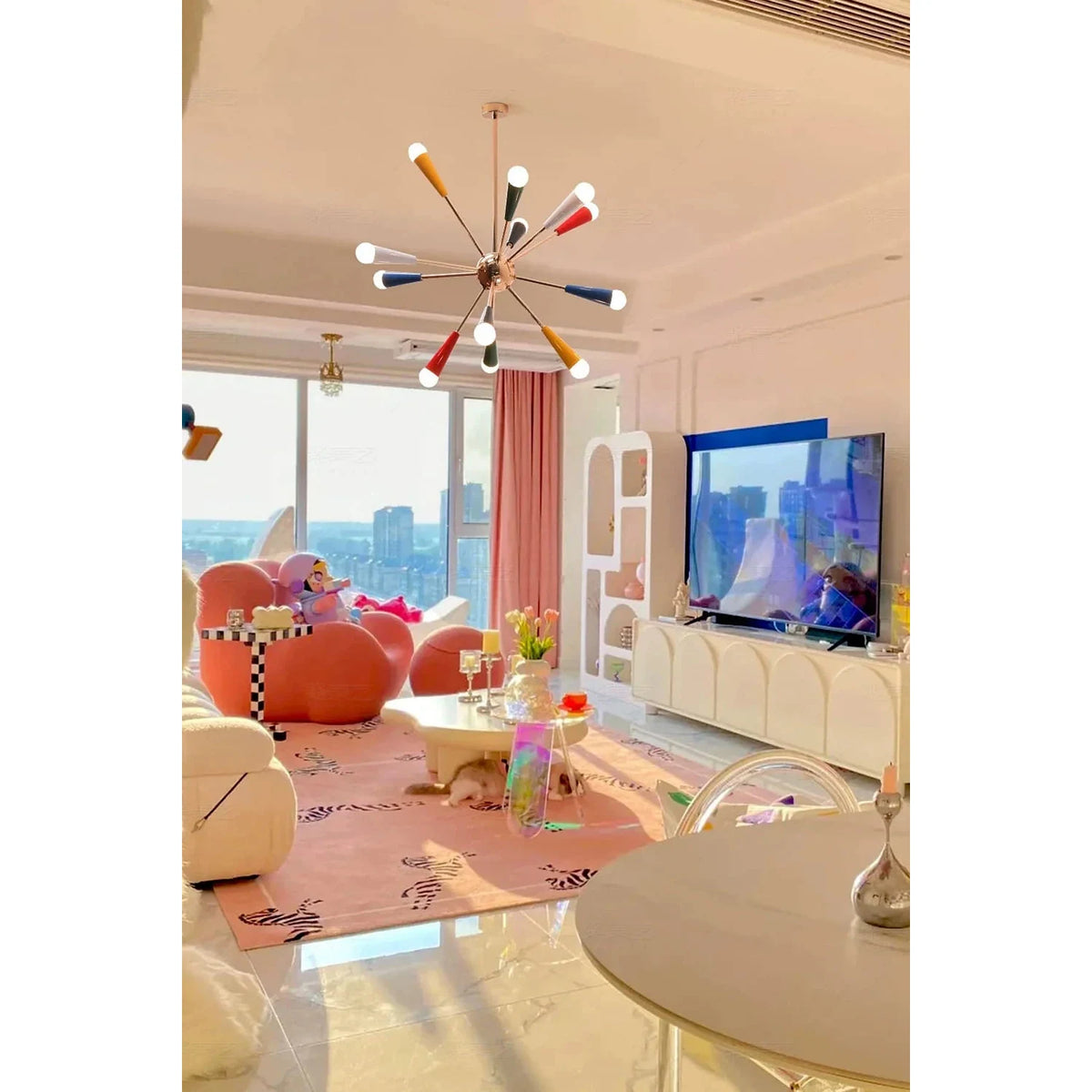 PopVibe Multi Color Starburst Chandelier light fixture by AUVIELIGHT