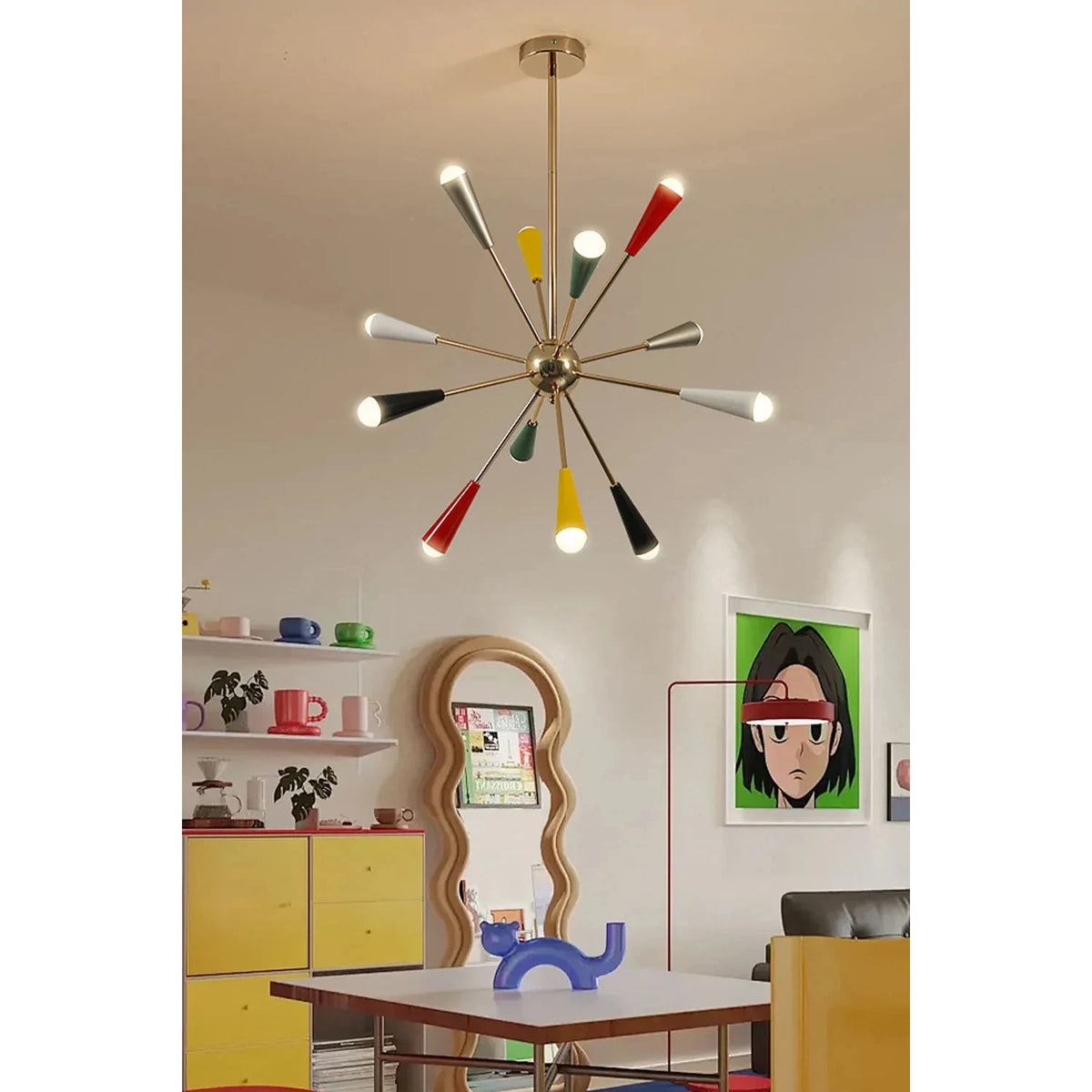 PopVibe Multi Color Starburst Chandelier light fixture by AUVIELIGHT