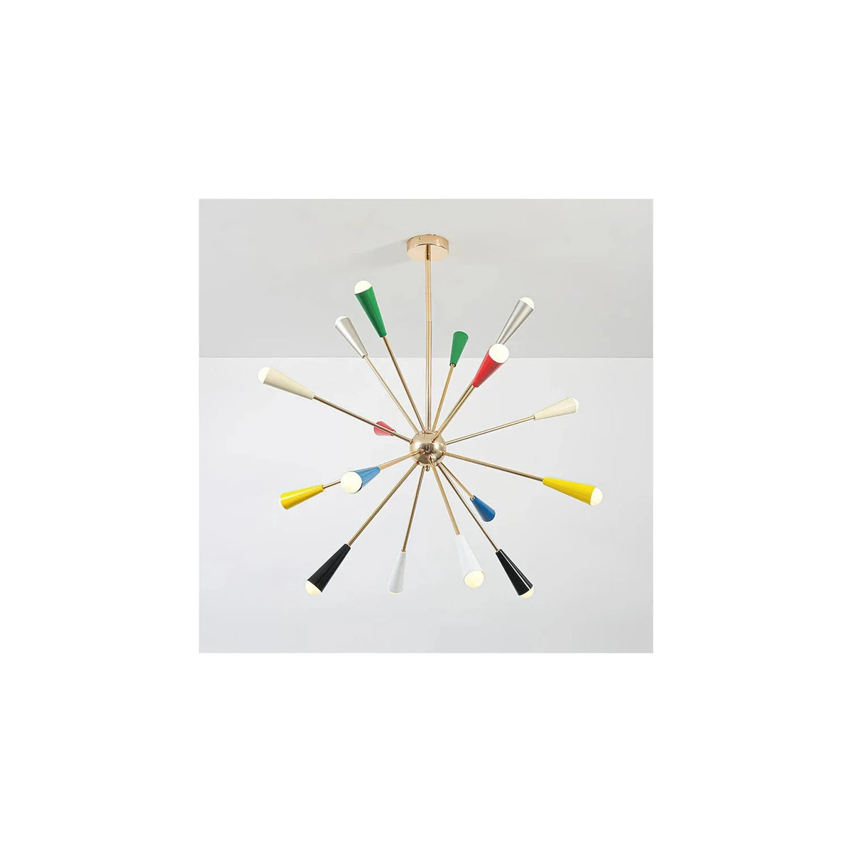 PopVibe Multi Color Starburst Chandelier light fixture by AUVIELIGHT, W 38.5″ × H 25.9″ / Gold & Multicolor