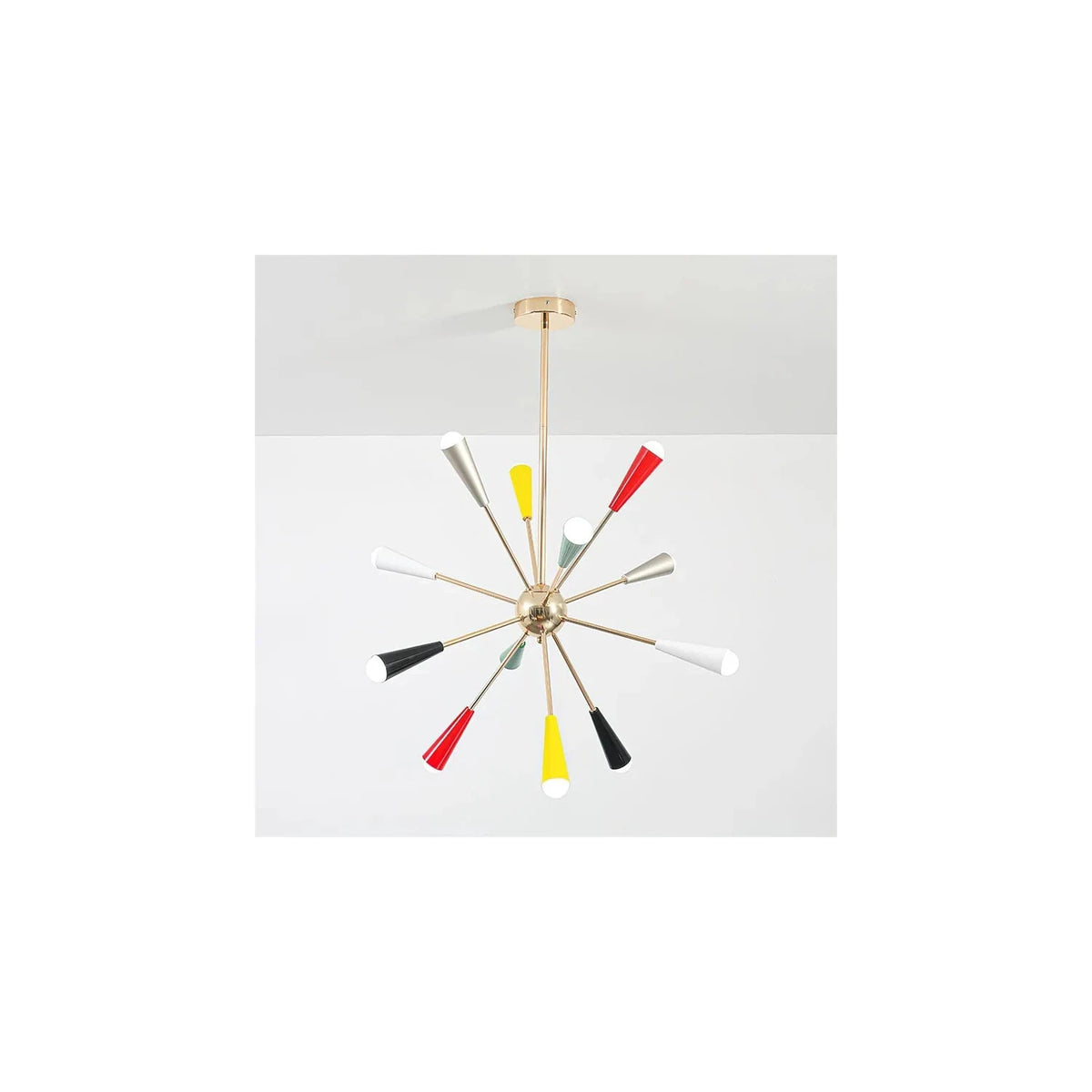 PopVibe Multi Color Starburst Chandelier light fixture by AUVIELIGHT, W 31.5″ × H 24.4″ / Gold & Multicolor