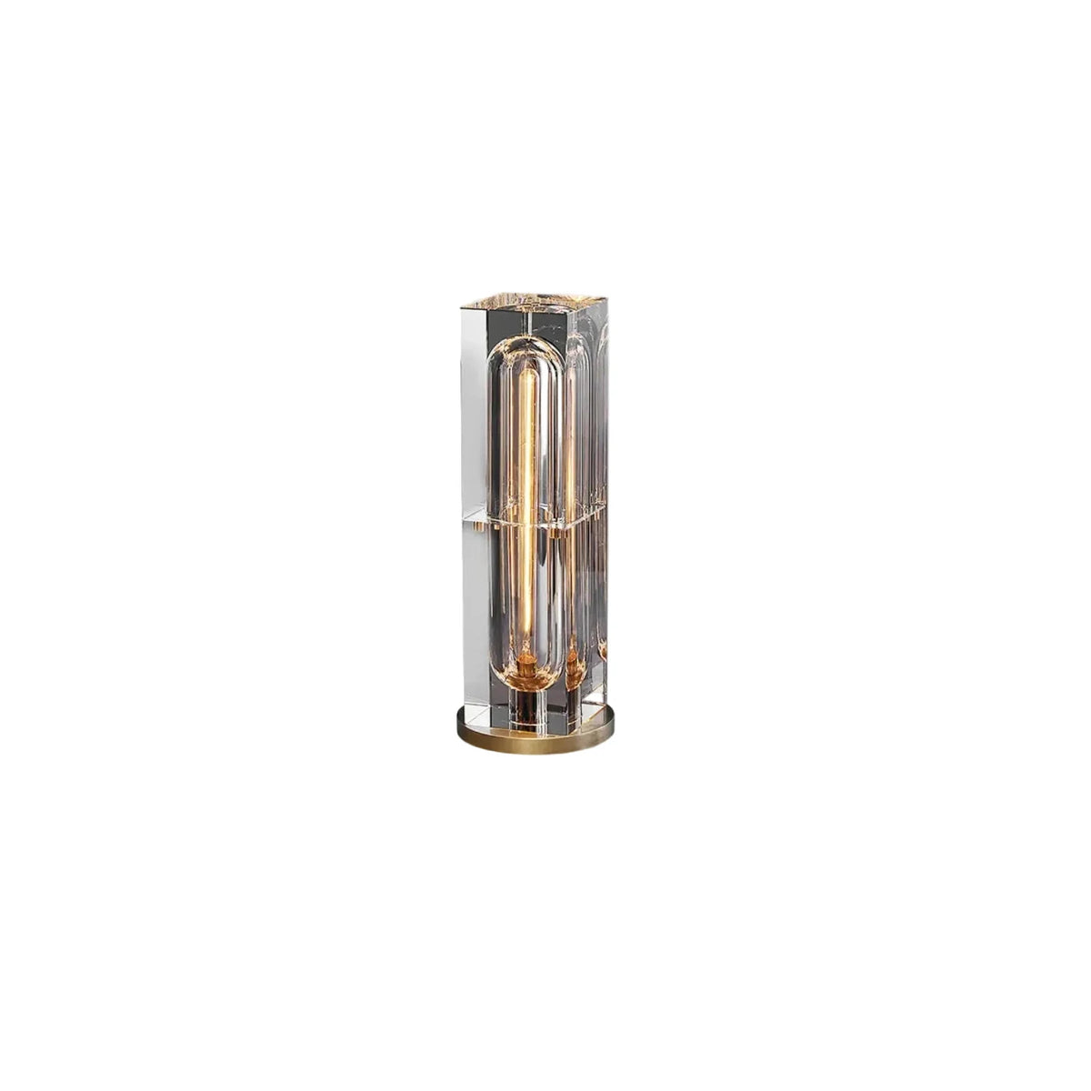 Prism Crystal Column Table Lamp light fixture by AUVIELIGHT, W 2.96″ × H 11.9″ / Brass + Gold