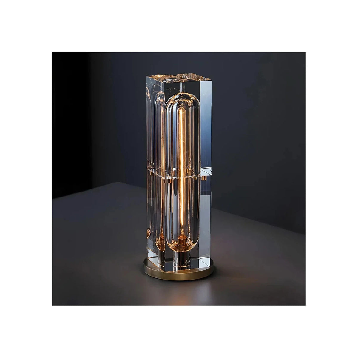 Prism Crystal Column Table Lamp light fixture by AUVIELIGHT, W 4″ × H 15″ / Brass + Gold