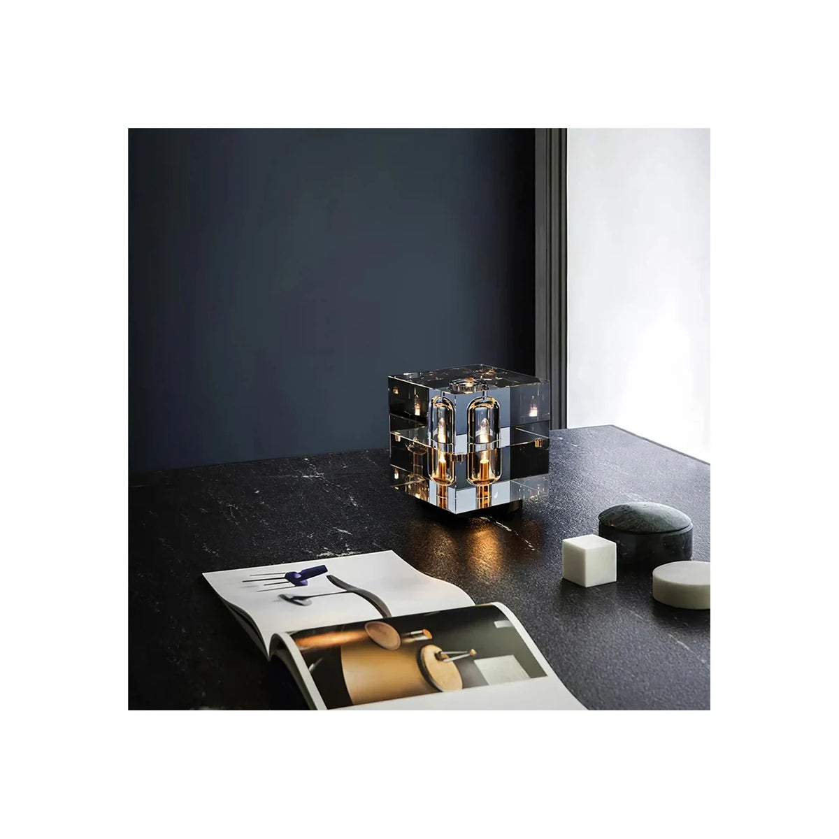 Prism Crystal Cube Table Lamp light fixture by AUVIELIGHT