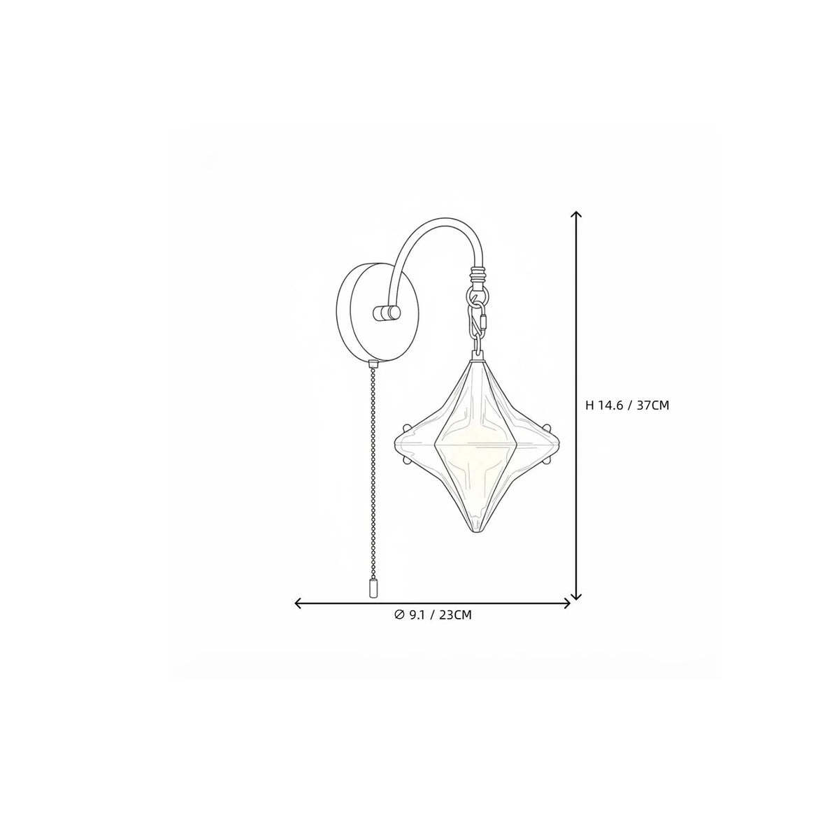 Pull-Chain Diamond Wall Sconce in glass for Hallway by AUVIELIGHT