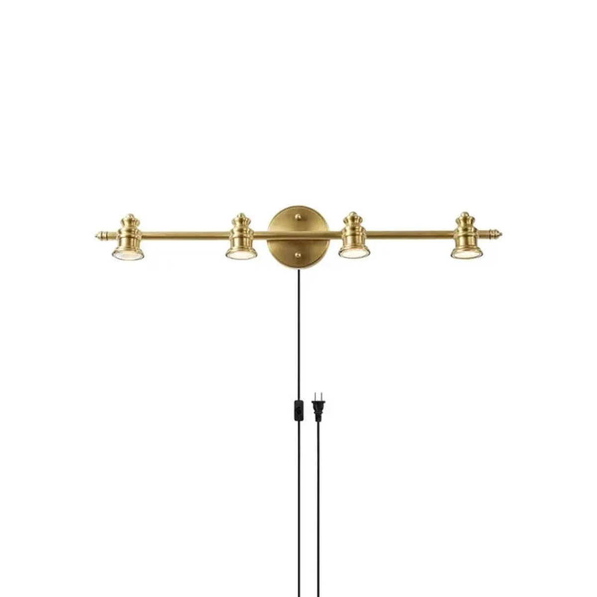 Quad Gallery Picture Light for Living Room by AUVIELIGHT, 4 heads L 73cm x H 12cm / L 28.7″ x H 4.7″ / Natural Brass (Warm Light) / AU plug and