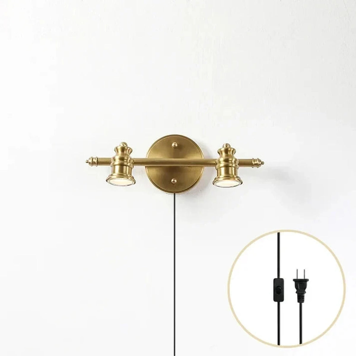 Quad Gallery Picture Light for Living Room by AUVIELIGHT, 2 heads L 35cm x H 12cm / L 13.8″ x H 4.7″ / Natural Brass (Warm Light) / AU plug and