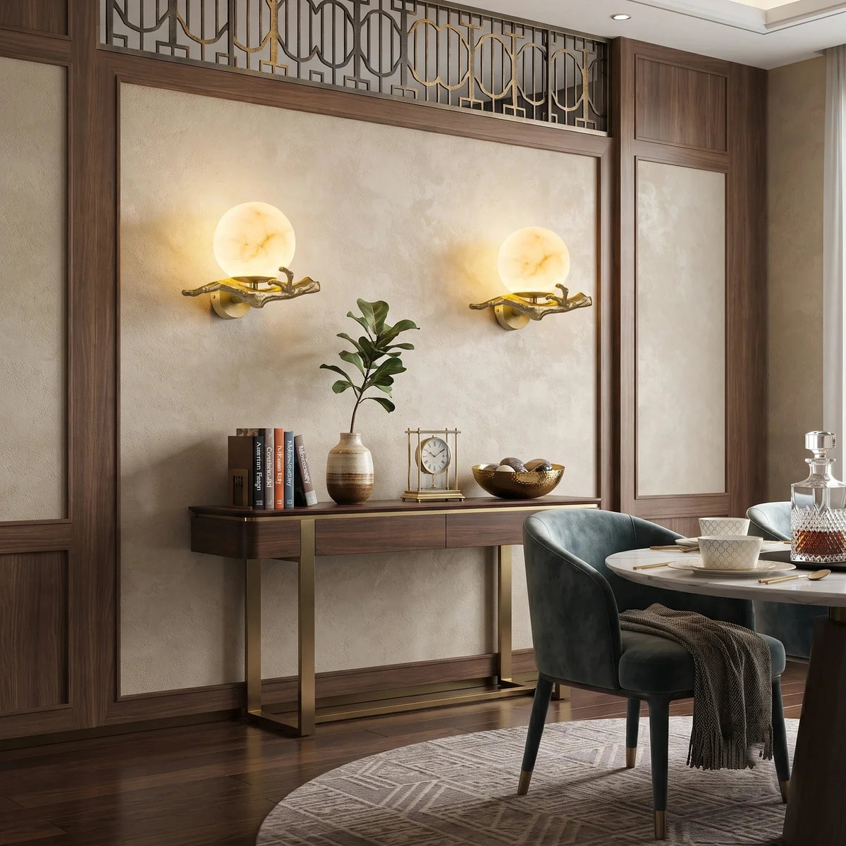Radiant Orb Light in alabaster for Living Room by AUVIELIGHT
