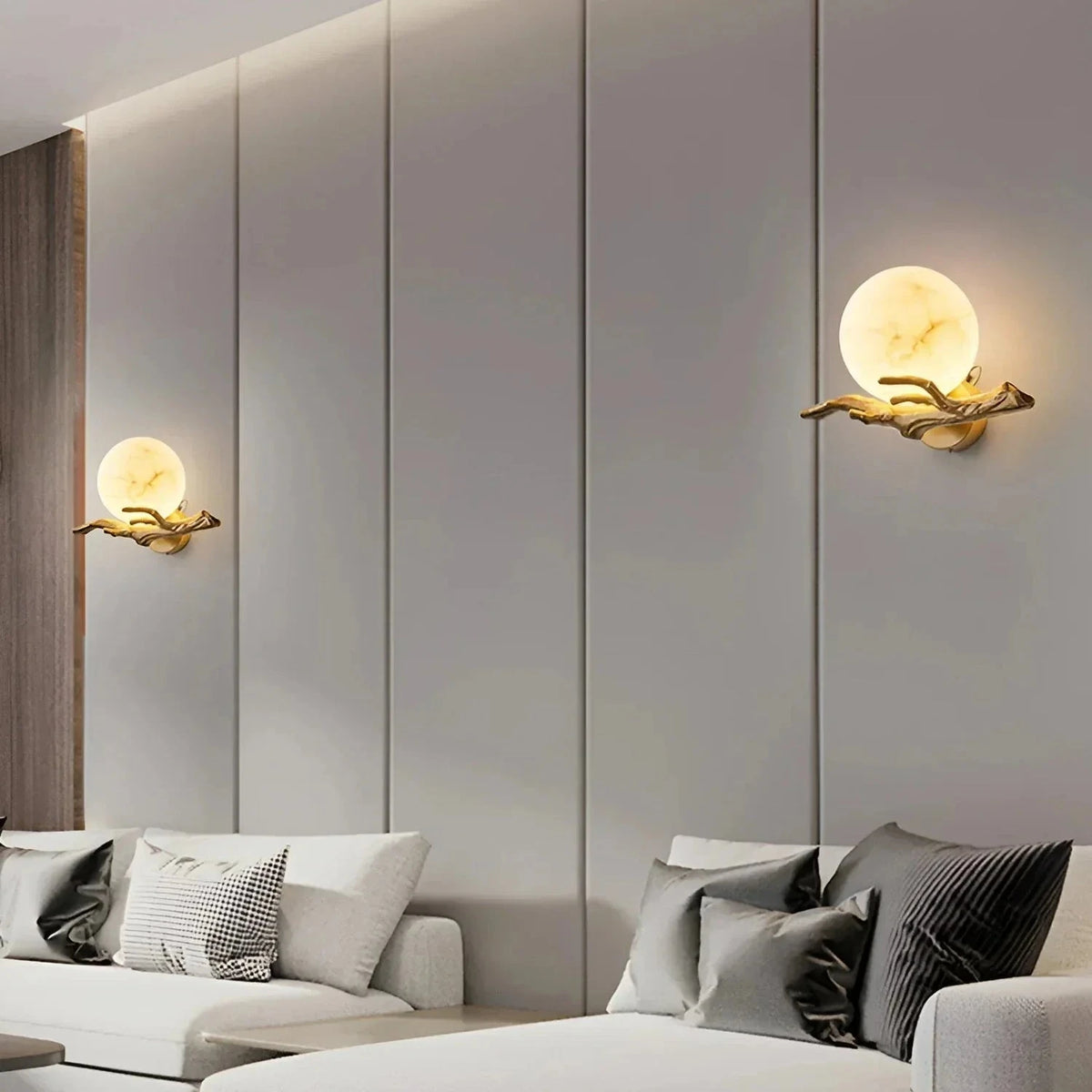 Radiant Orb Light in alabaster for Living Room by AUVIELIGHT