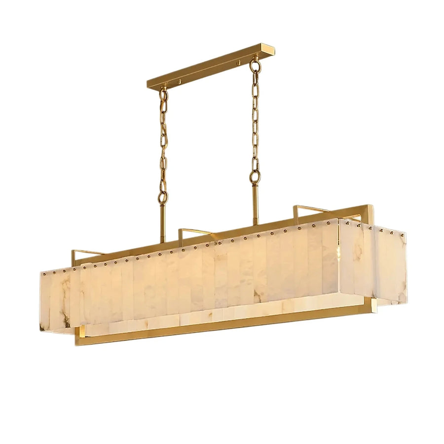 Rectangular Chandelier in alabaster for Dining Room by AUVIELIGHT