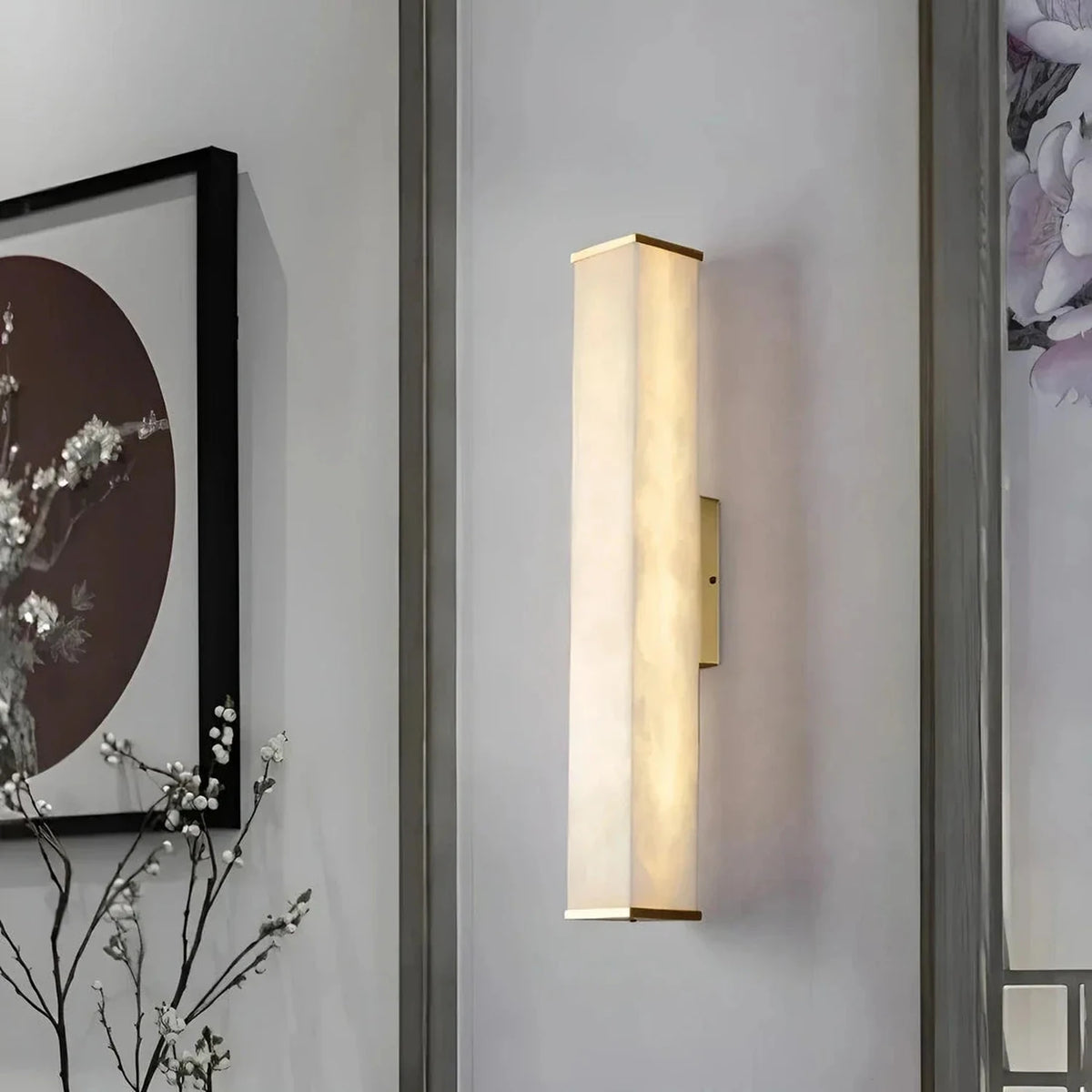 Rectangular Column Wall Light in alabaster for Hallway by AUVIELIGHT