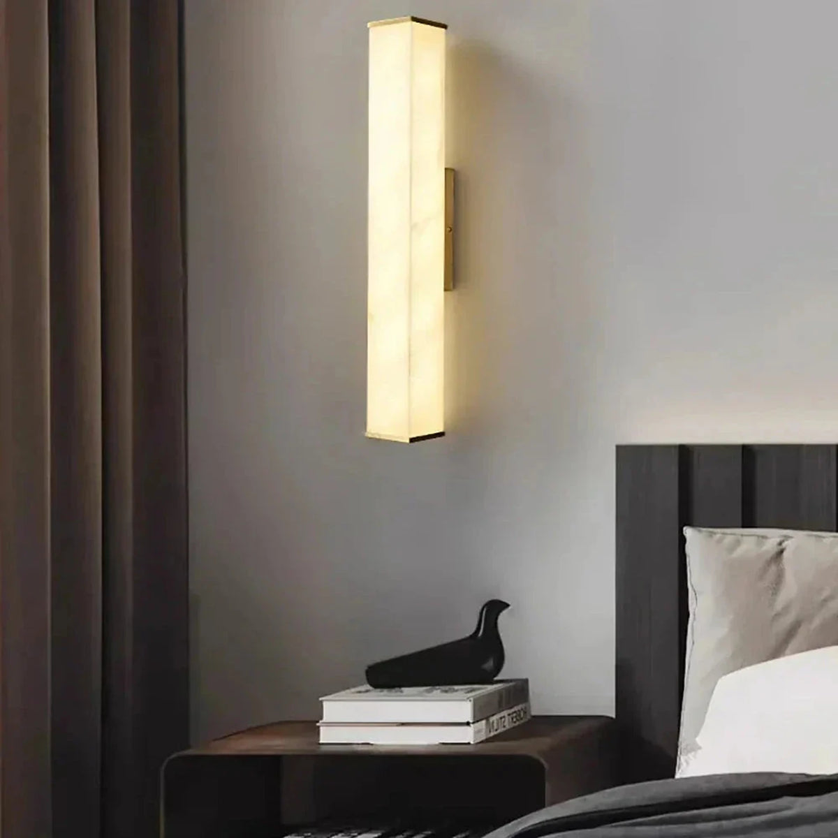 Rectangular Column Wall Light in alabaster for Hallway by AUVIELIGHT