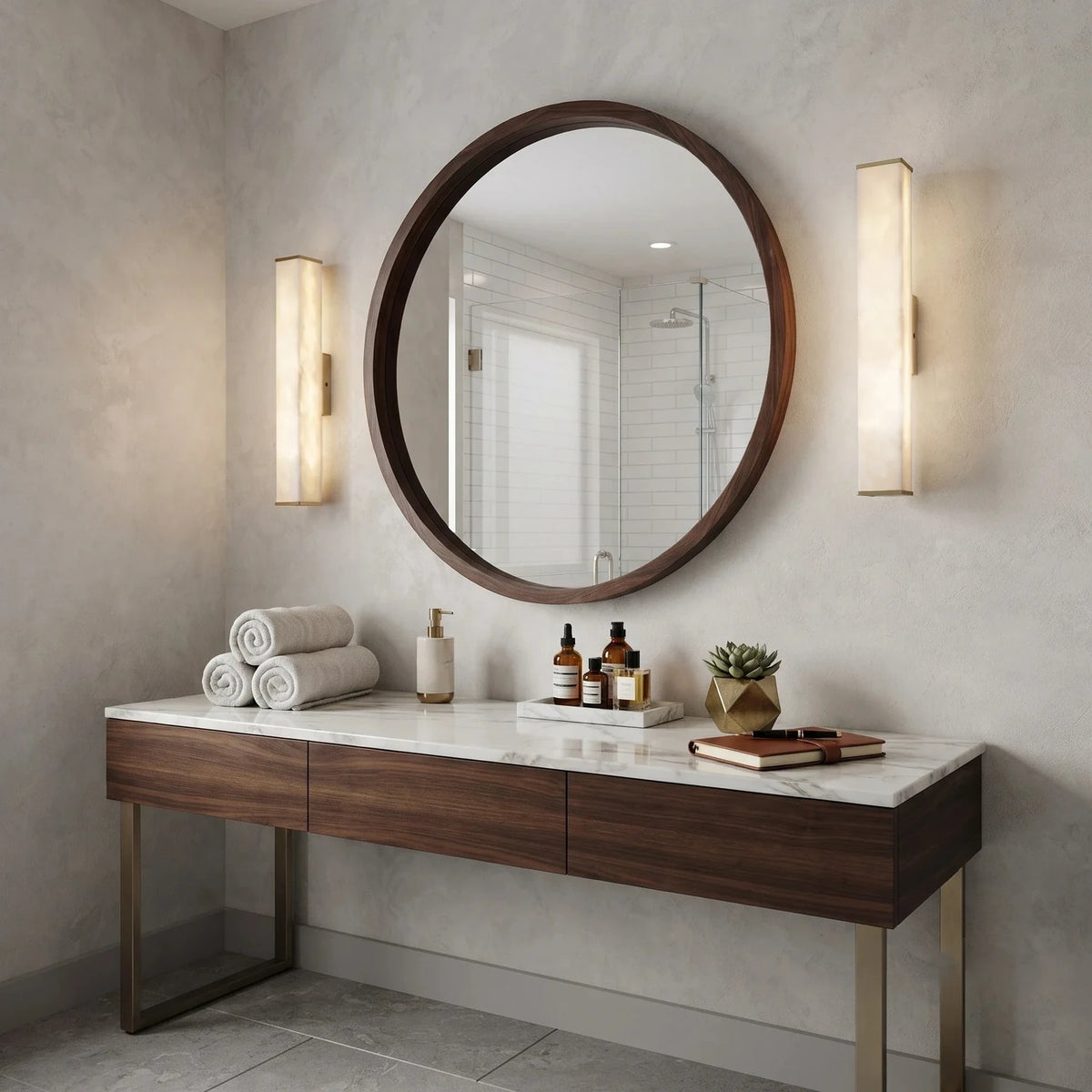 Rectangular Column Wall Light in alabaster for Hallway by AUVIELIGHT