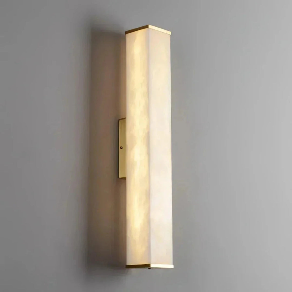 Rectangular Column Wall Light in alabaster for Hallway by AUVIELIGHT, L 8cm x H 40cm / L 3.1″ x Hx 15.7″ / White + Gold / Warm Light and 3 other