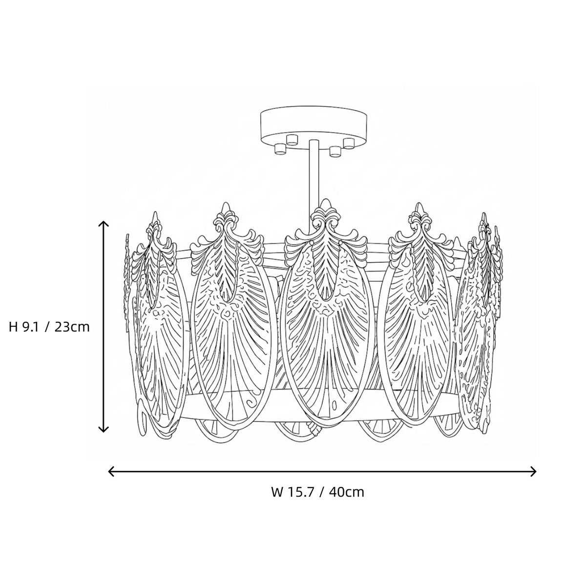 Regency Leaf Chandelier in glass for Dining Room by AUVIELIGHT