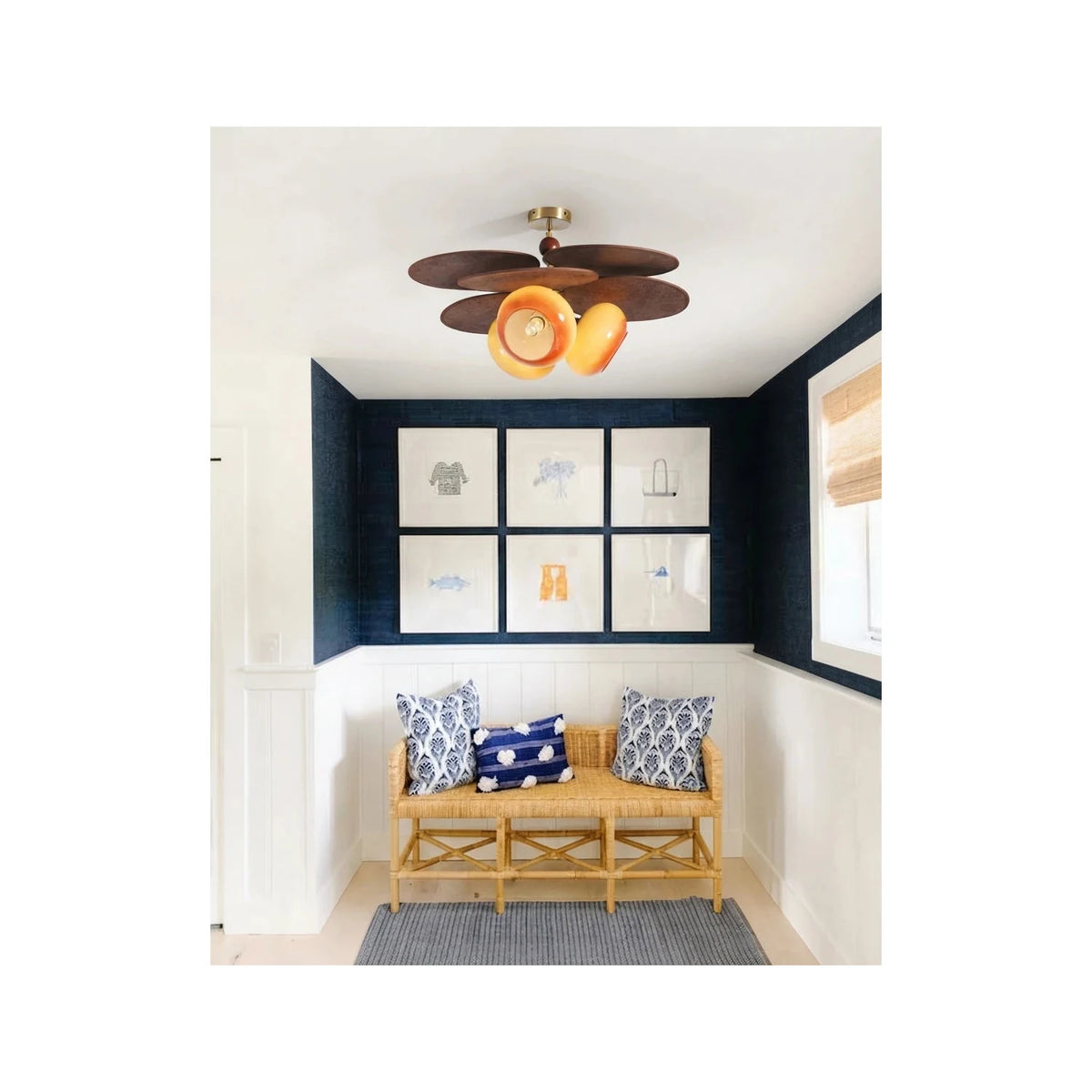 Retro Italian Style Stacking Disk Walnut Ceiling Lamp for Living Room light fixture by AUVIELIGHT