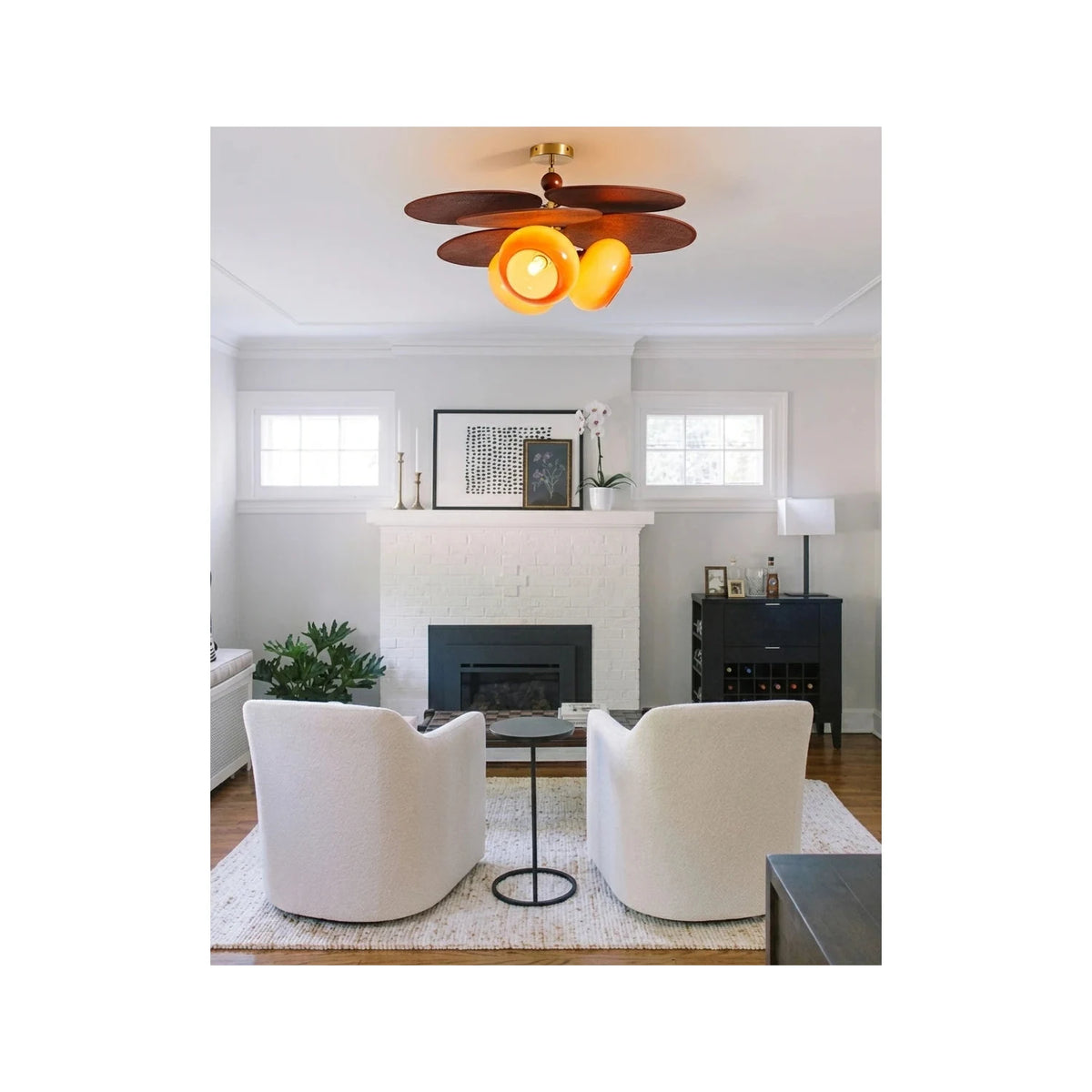 Retro Italian Style Stacking Disk Walnut Ceiling Lamp for Living Room light fixture by AUVIELIGHT