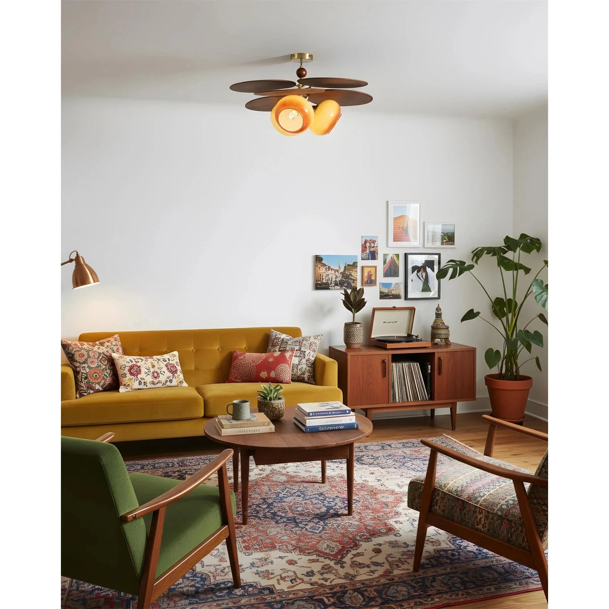 Retro Italian Style Stacking Disk Walnut Ceiling Lamp for Living Room light fixture by AUVIELIGHT