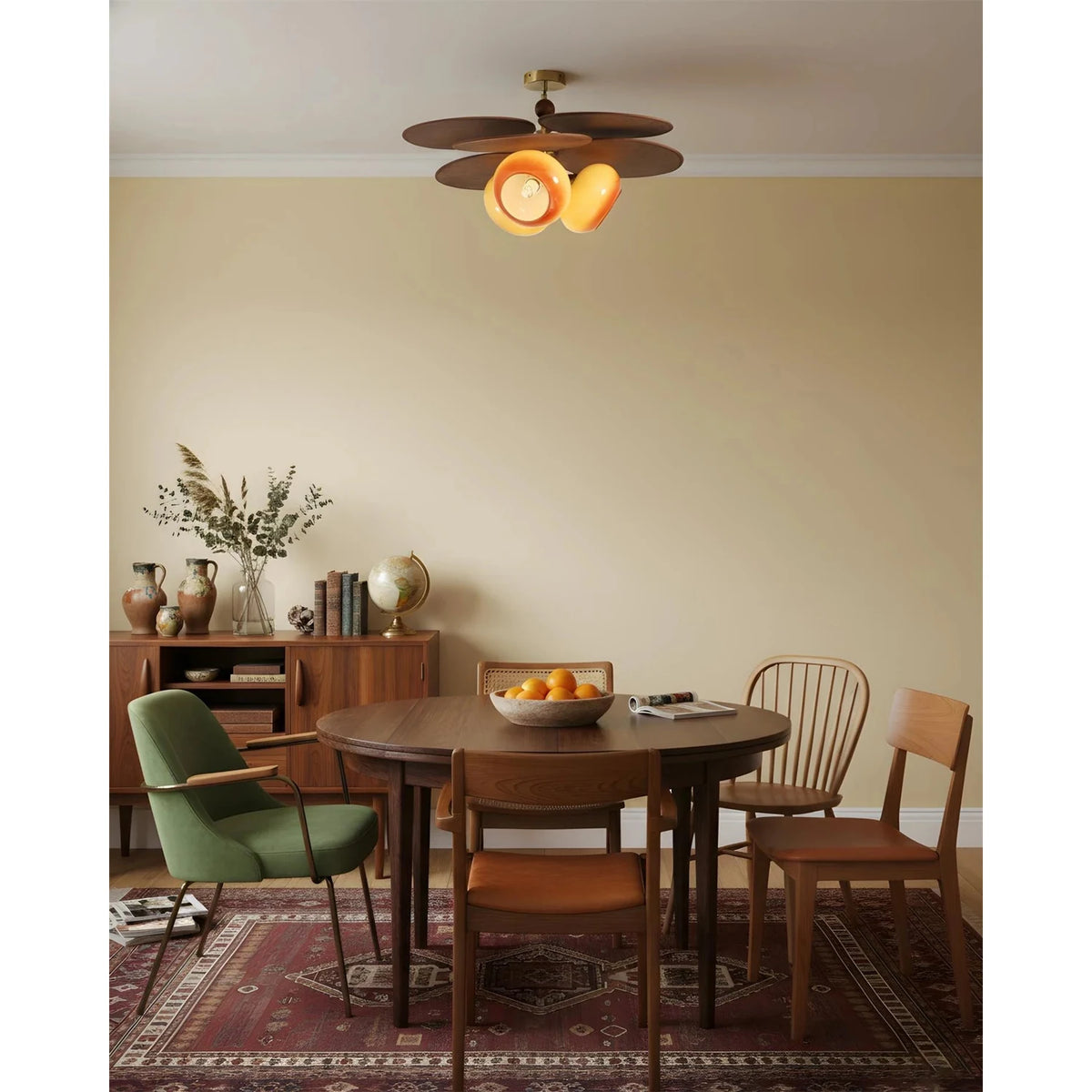 Retro Italian Style Stacking Disk Walnut Ceiling Lamp for Living Room light fixture by AUVIELIGHT