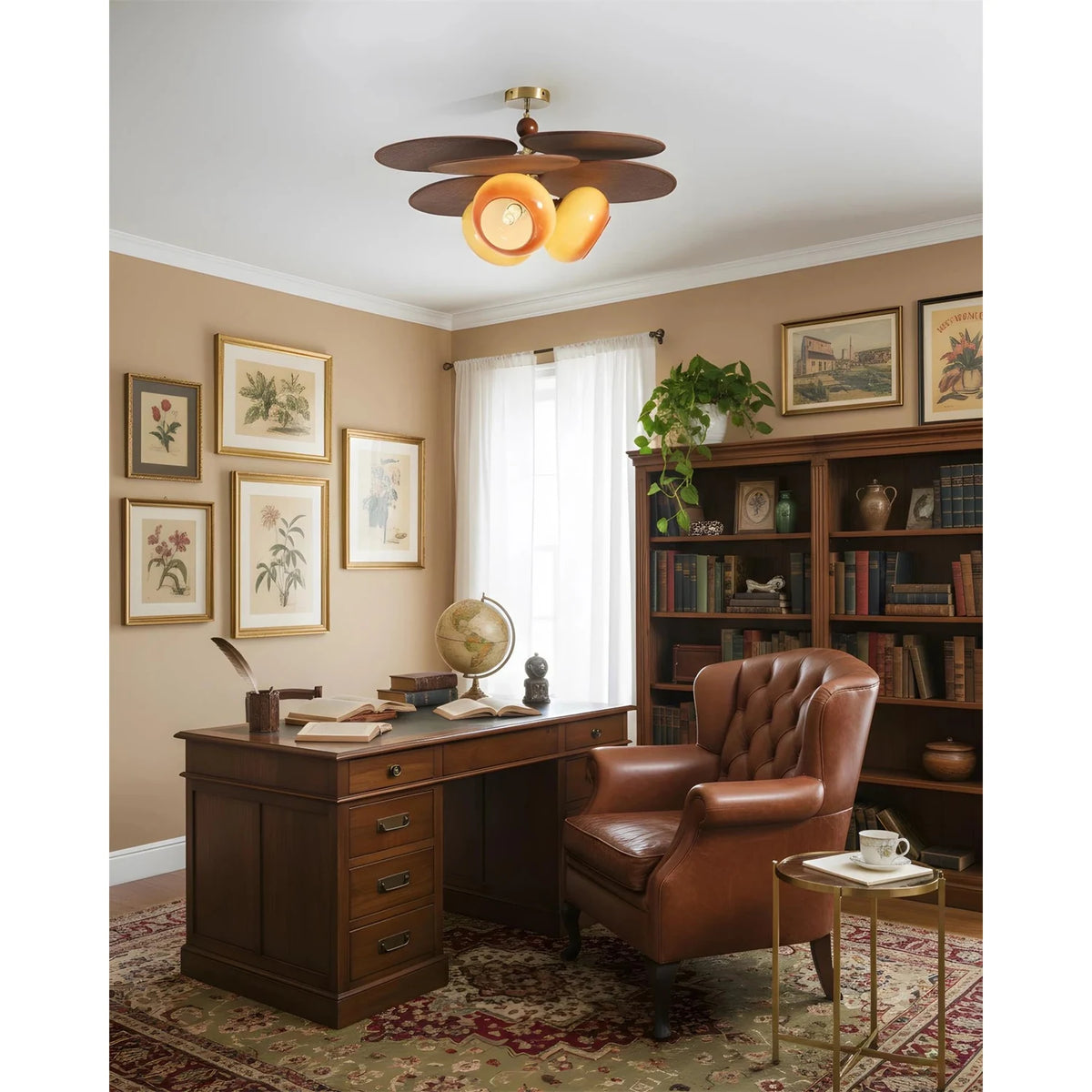 Retro Italian Style Stacking Disk Walnut Ceiling Lamp for Living Room light fixture by AUVIELIGHT