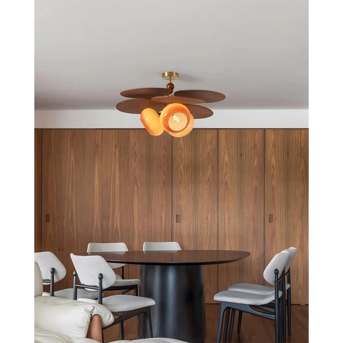Retro Italian Style Stacking Disk Walnut Ceiling Lamp for Living Room light fixture by AUVIELIGHT