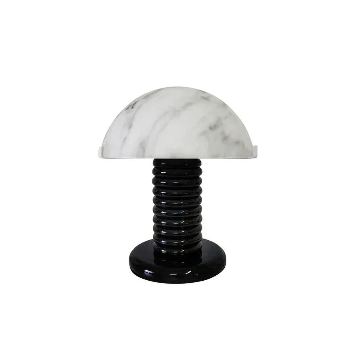 Ribbed Dome Table Lamp in black alabaster for Living Room light fixture by AUVIELIGHT, D 30cm x H 36cm / ∅ 11.8″ x H 14.3″ / Black＆White / AU