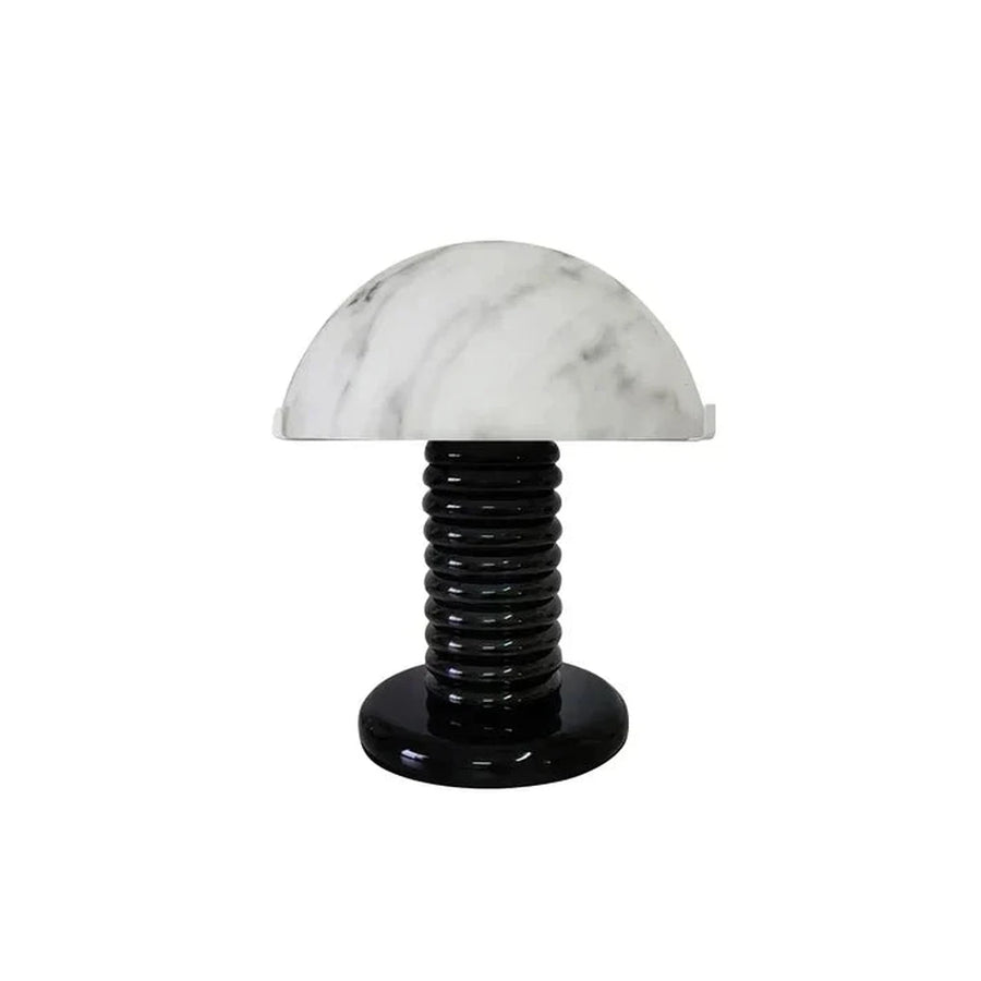 Ribbed Dome Table Lamp in black alabaster for Living Room light fixture by AUVIELIGHT, D 30cm x H 36cm / ∅ 11.8″ x H 14.3″ / Black＆White / AU