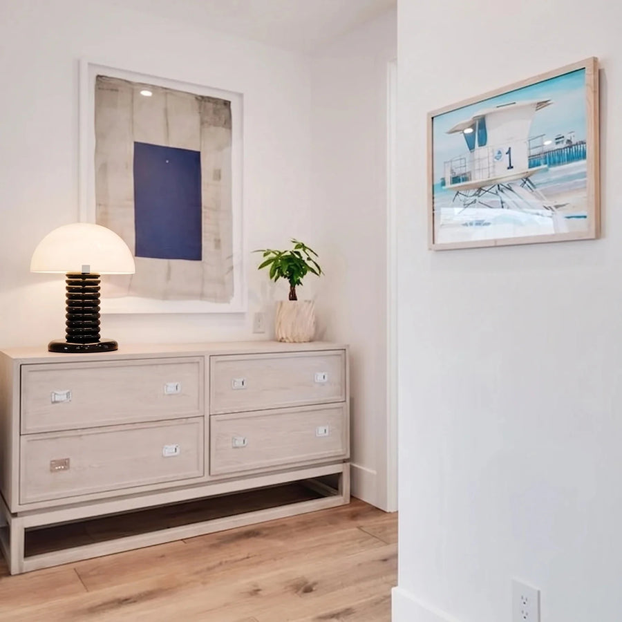 Ribbed Dome Table Lamp in black alabaster for Living Room light fixture by AUVIELIGHT