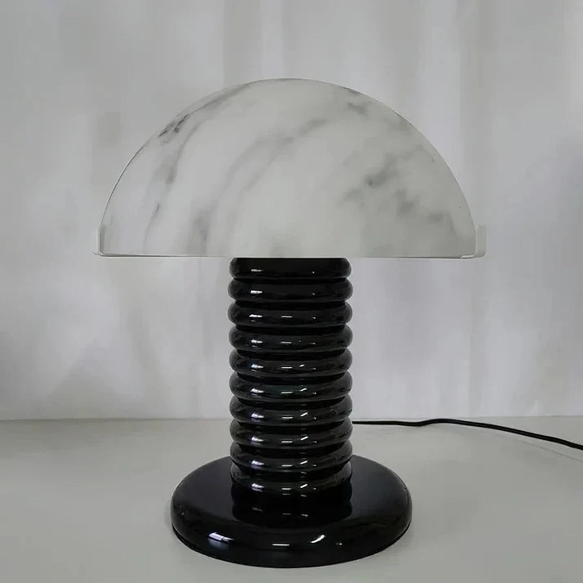 Ribbed Dome Table Lamp in black alabaster for Living Room light fixture by AUVIELIGHT