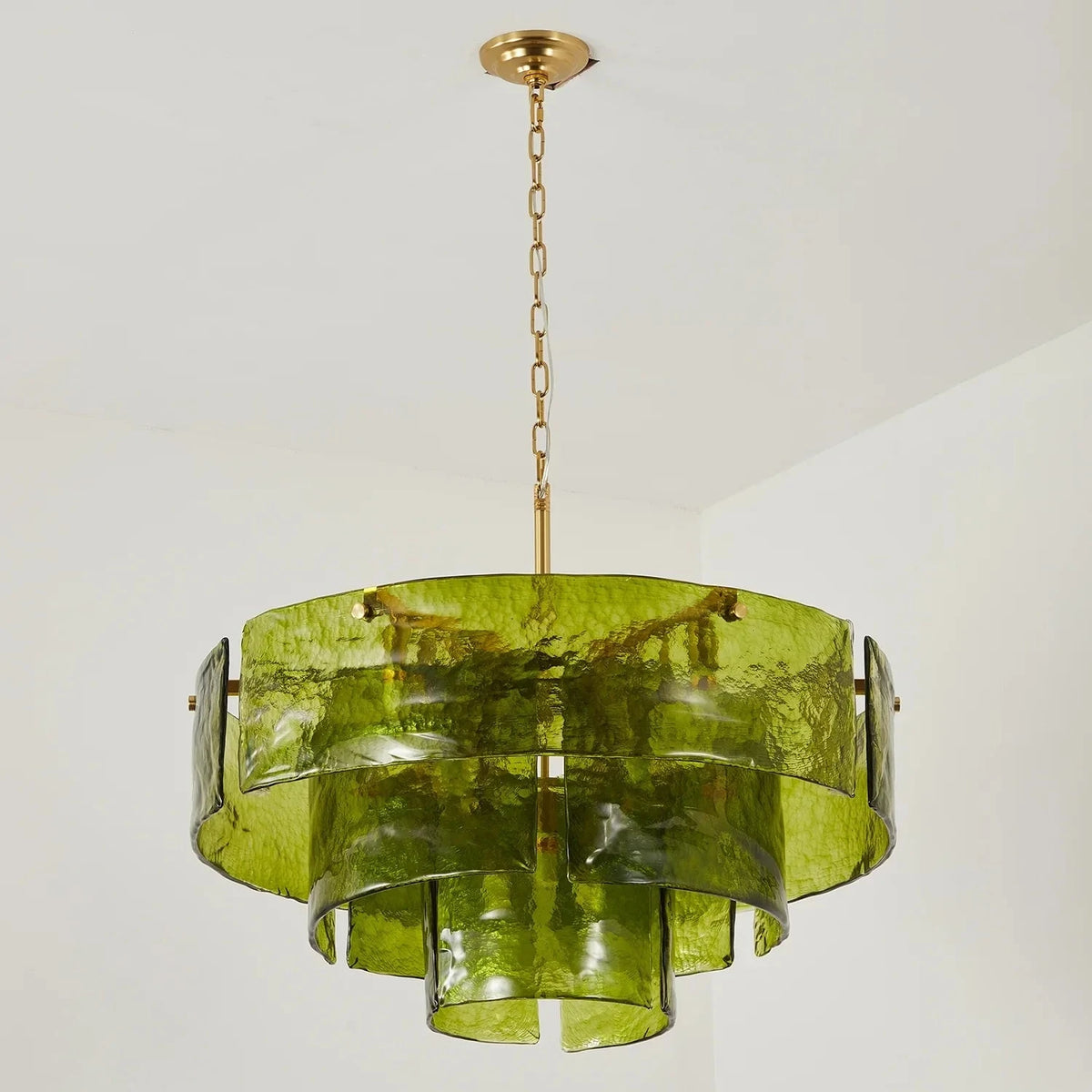Ripple Tiered Chandelier in amber glass for Dining Room by AUVIELIGHT