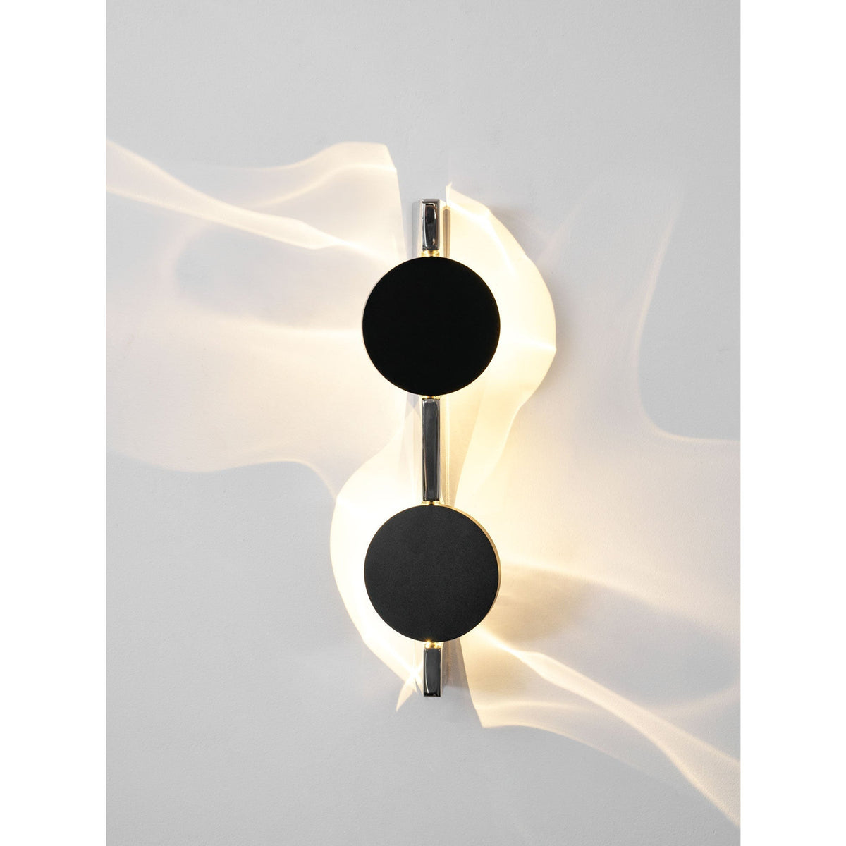 Ripple Wall Light for Hallway by AUVIELIGHT, Dia 10.5cm x H 33cm / ∅ 4.1″ x H 13″ *2 / Chrome & Black / Warm White