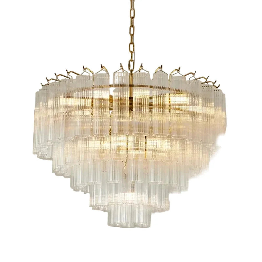 Rod Fluted Chandelier in glass for Dining Room by AUVIELIGHT