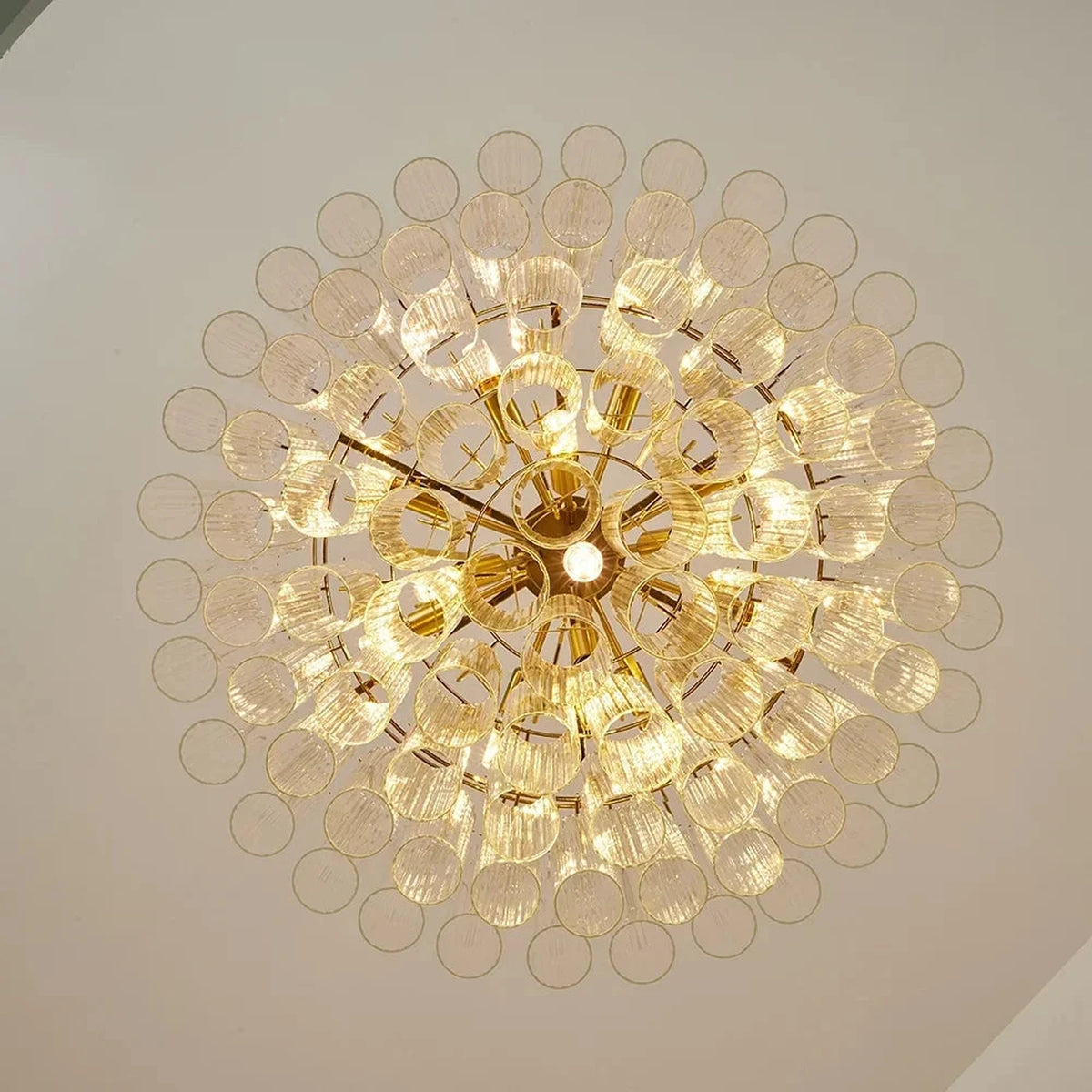 Rod Fluted Chandelier in glass for Dining Room by AUVIELIGHT
