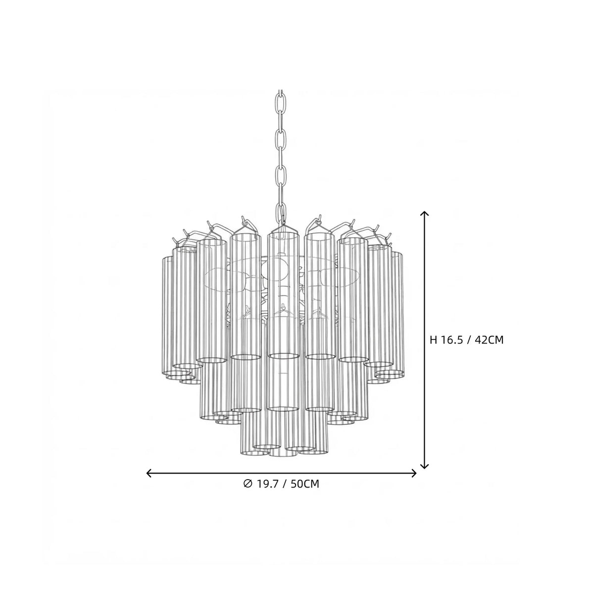 Rod Fluted Chandelier in glass for Dining Room by AUVIELIGHT