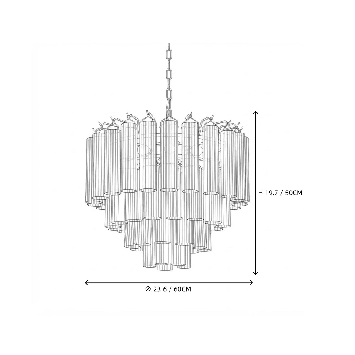 Rod Fluted Chandelier in glass for Dining Room by AUVIELIGHT
