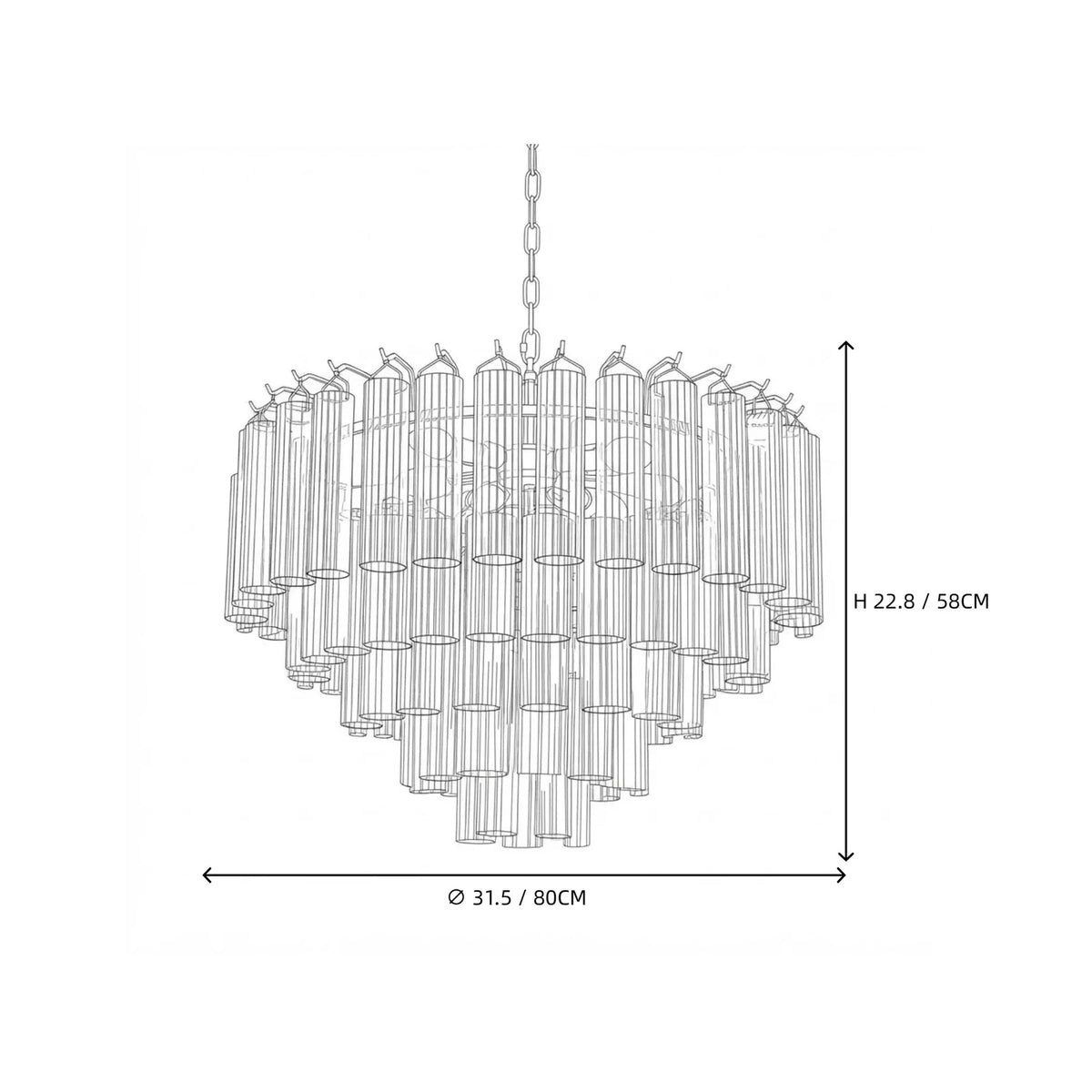 Rod Fluted Chandelier in glass for Dining Room by AUVIELIGHT