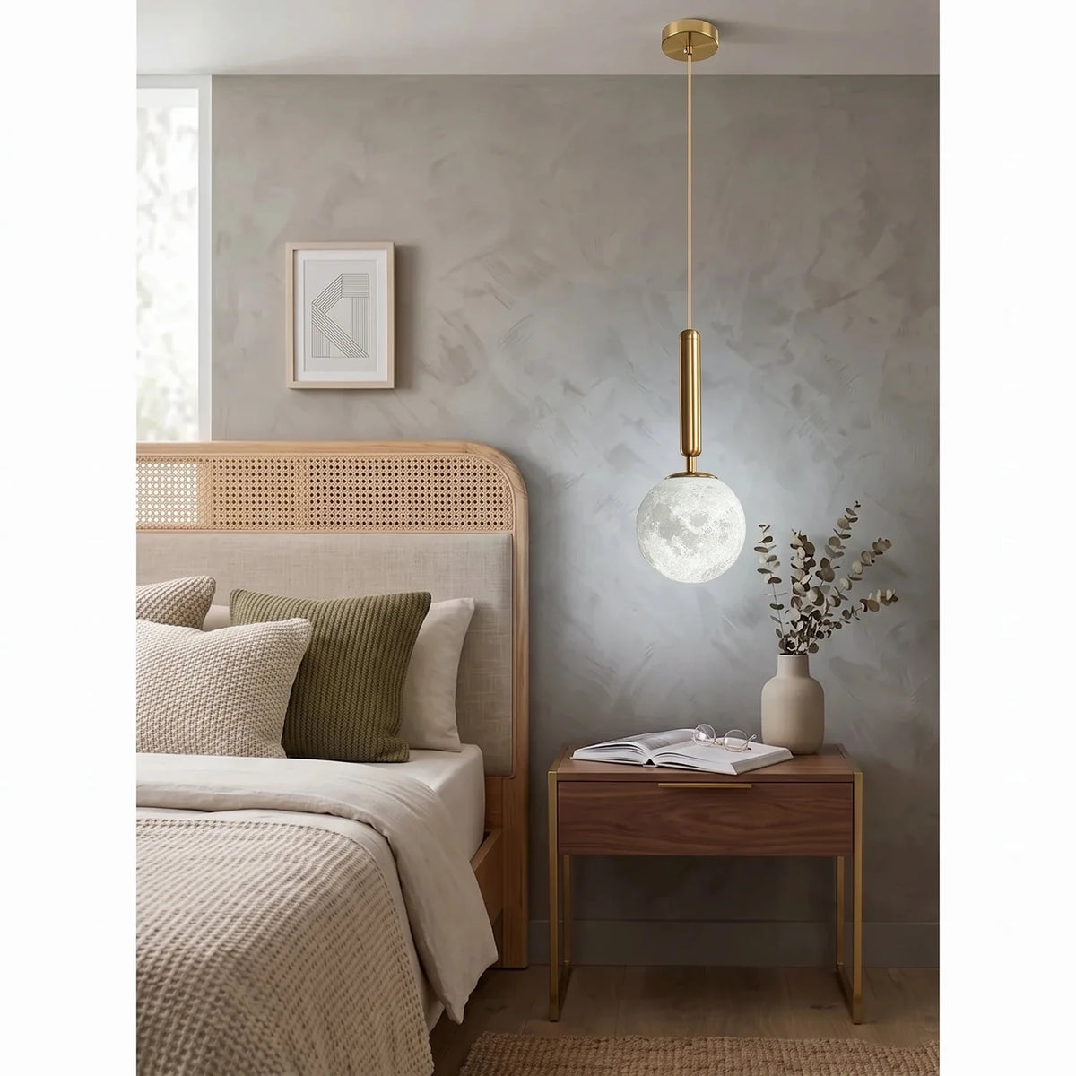 Rod Globe Pendant Light in alabaster for Kitchen Island by AUVIELIGHT