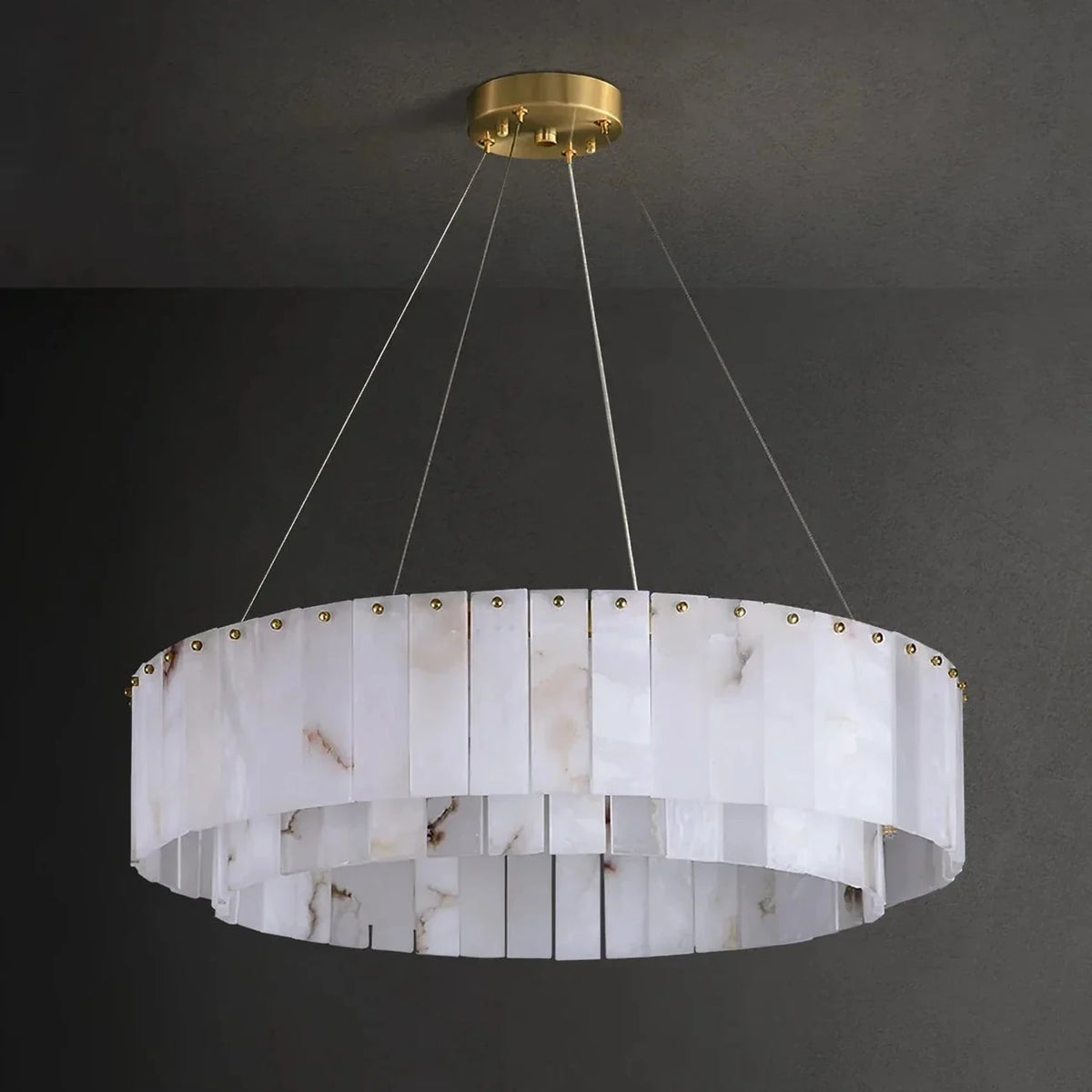 Round Layered Chandelier in alabaster for Dining Room by AUVIELIGHT