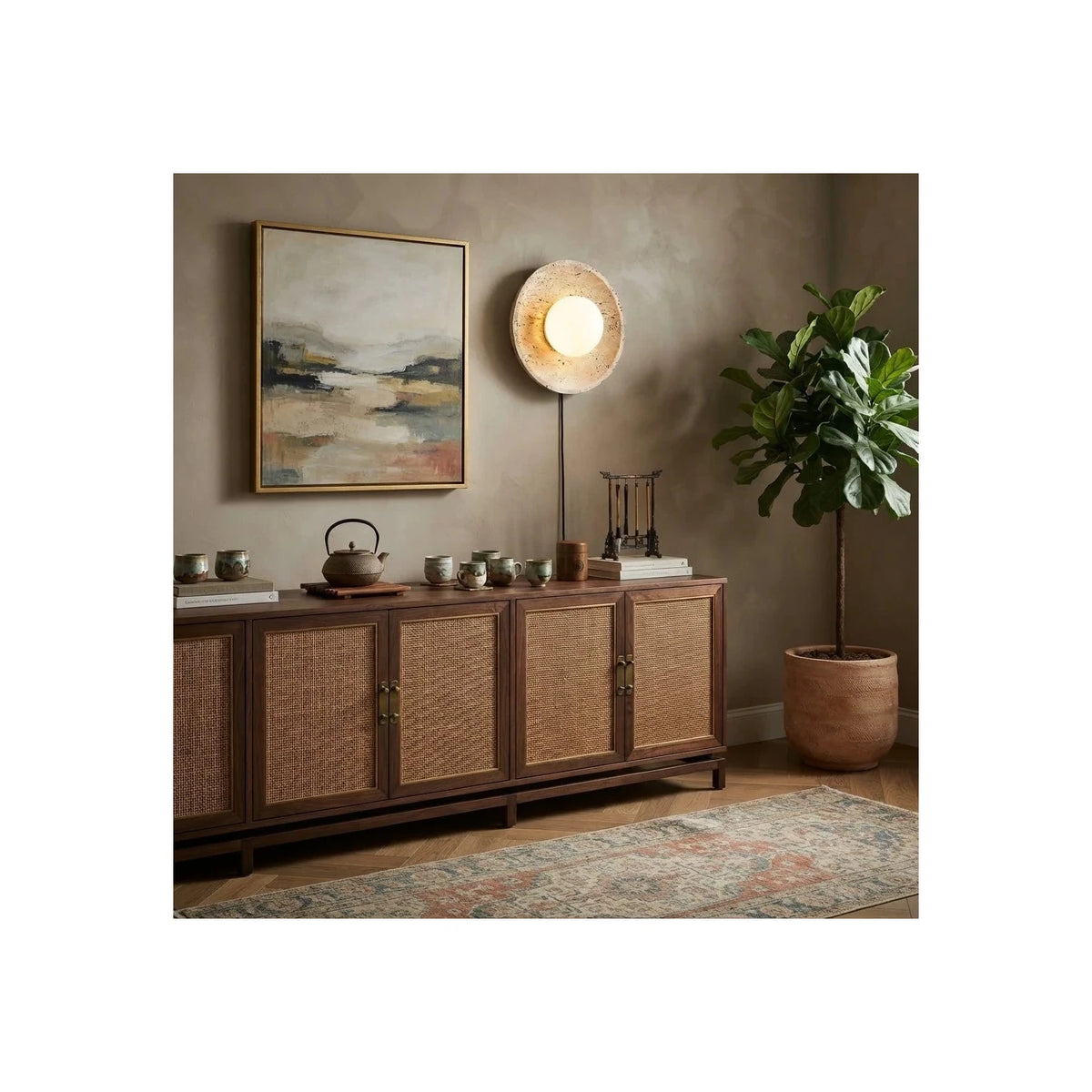 Round Travertine Disc Wall Sconce light fixture by AUVIELIGHT