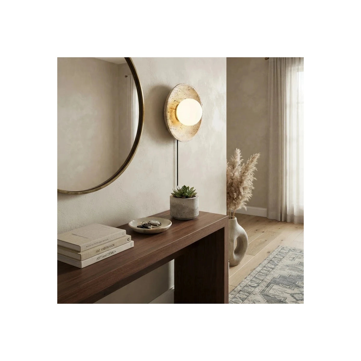 Round Travertine Disc Wall Sconce light fixture by AUVIELIGHT