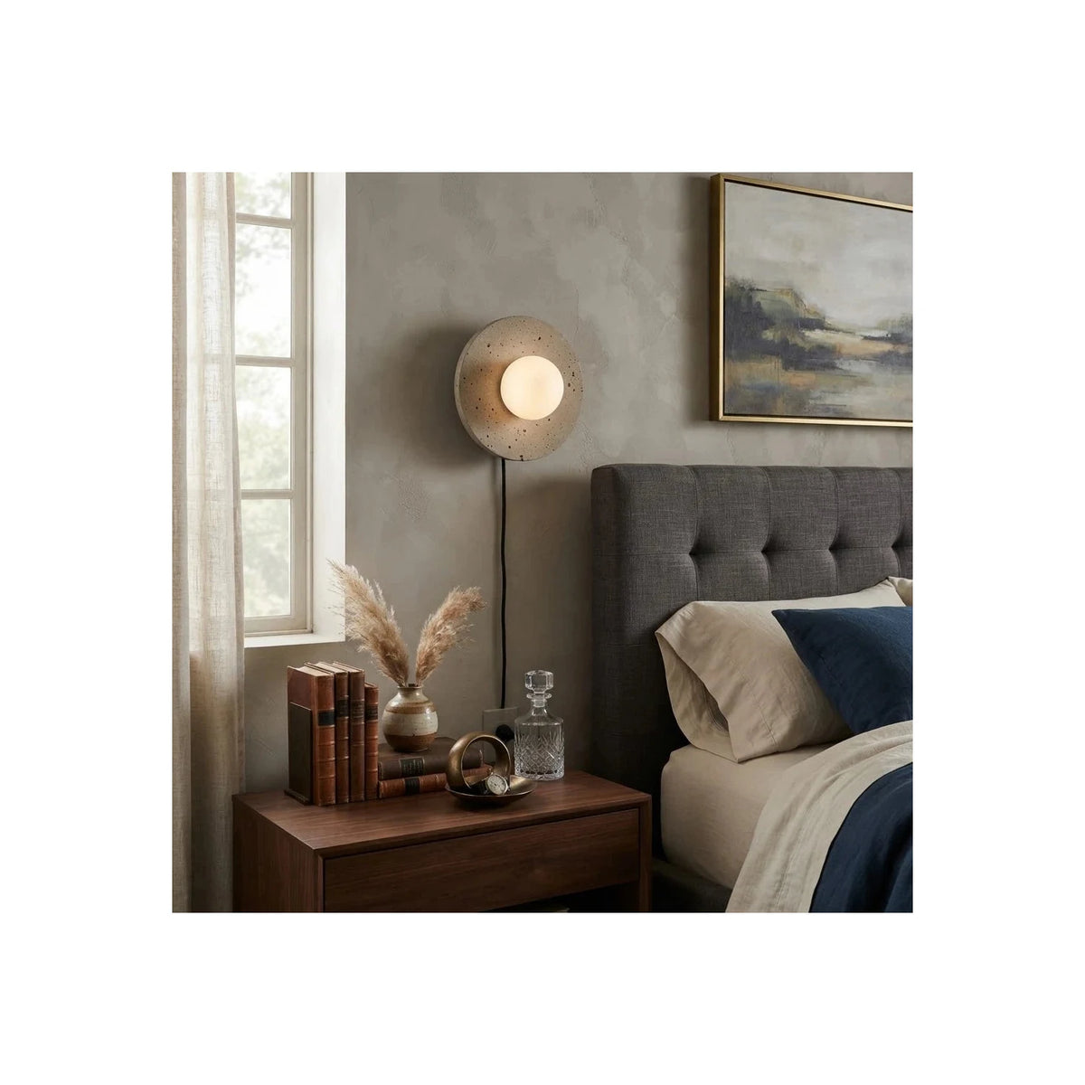 Round Travertine Disc Wall Sconce light fixture by AUVIELIGHT
