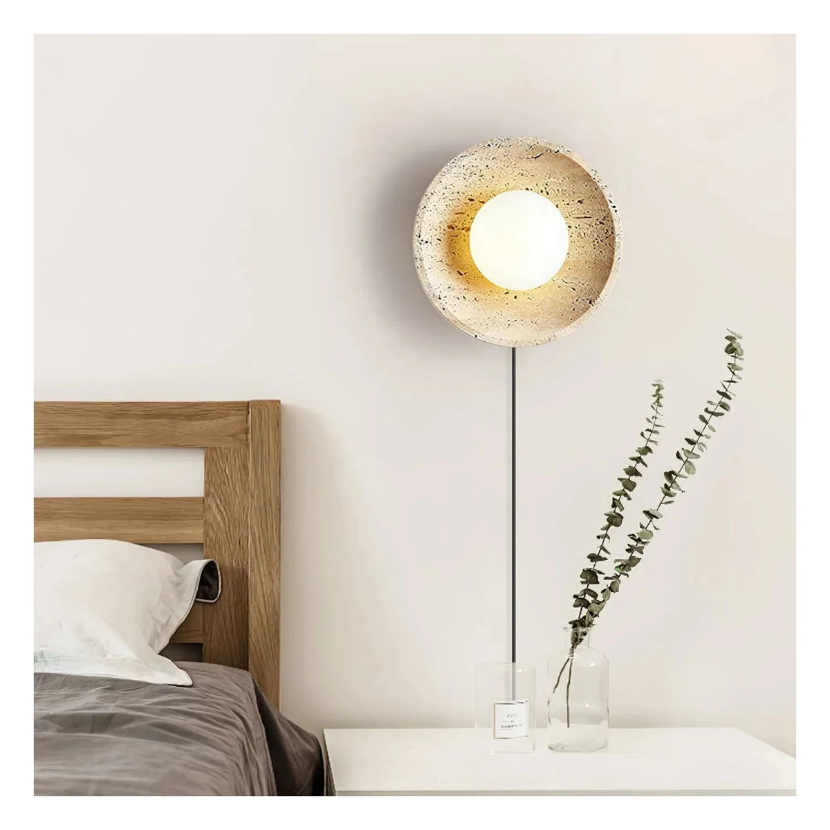 Round Travertine Disc Wall Sconce light fixture by AUVIELIGHT