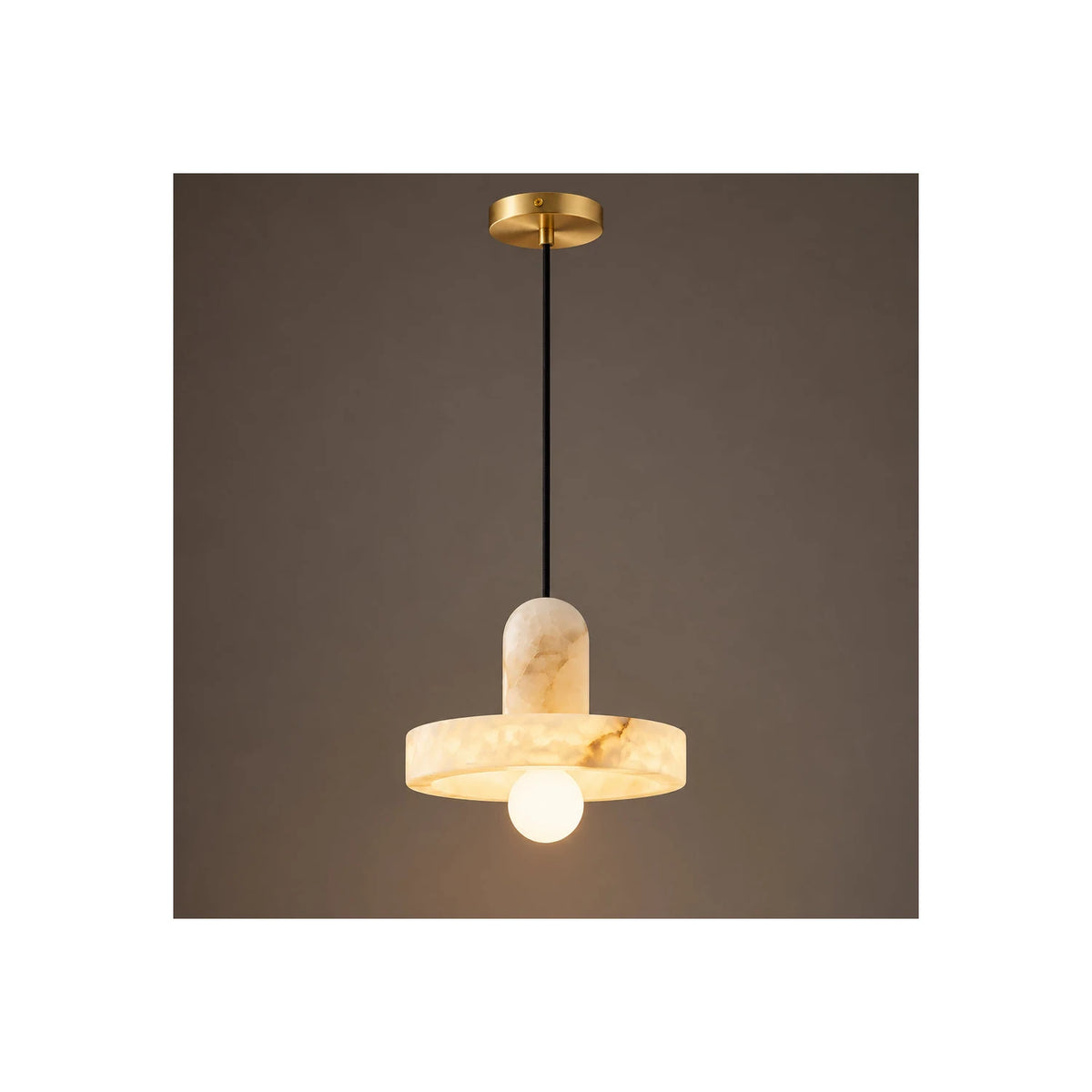 Saturn Alabaster Ring Pendant Light by AUVIELIGHT, ∅ 7.1″ x H 5.9″ / White Alabaster and 1 other sizes